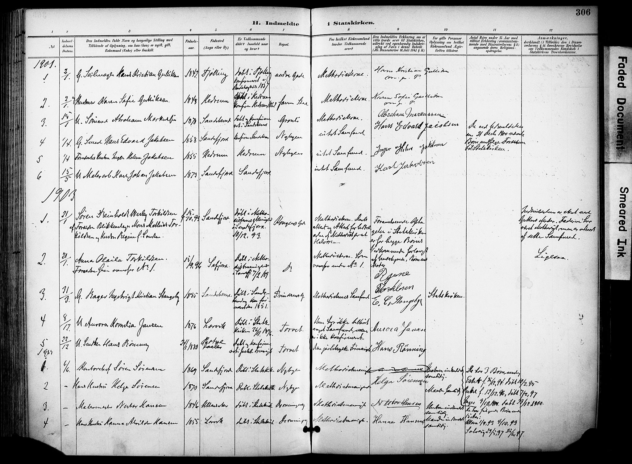 Sandefjord kirkebøker, AV/SAKO-A-315/F/Fa/L0004: Ministerialbok nr. 4, 1894-1905, s. 306