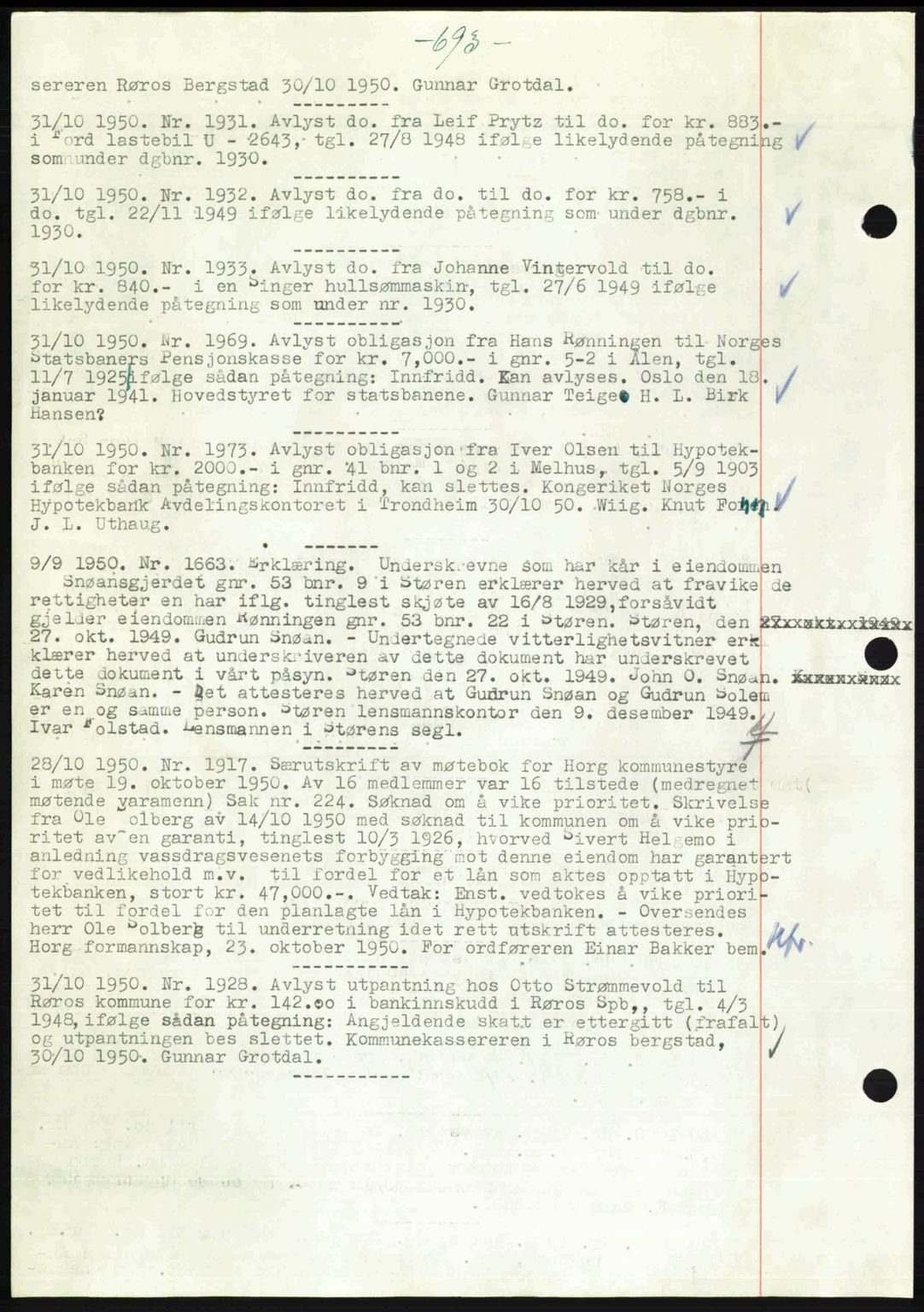 Gauldal sorenskriveri, SAT/A-0014/1/2/2C: Pantebok nr. A11, 1950-1950, Dagboknr: 1931/1950