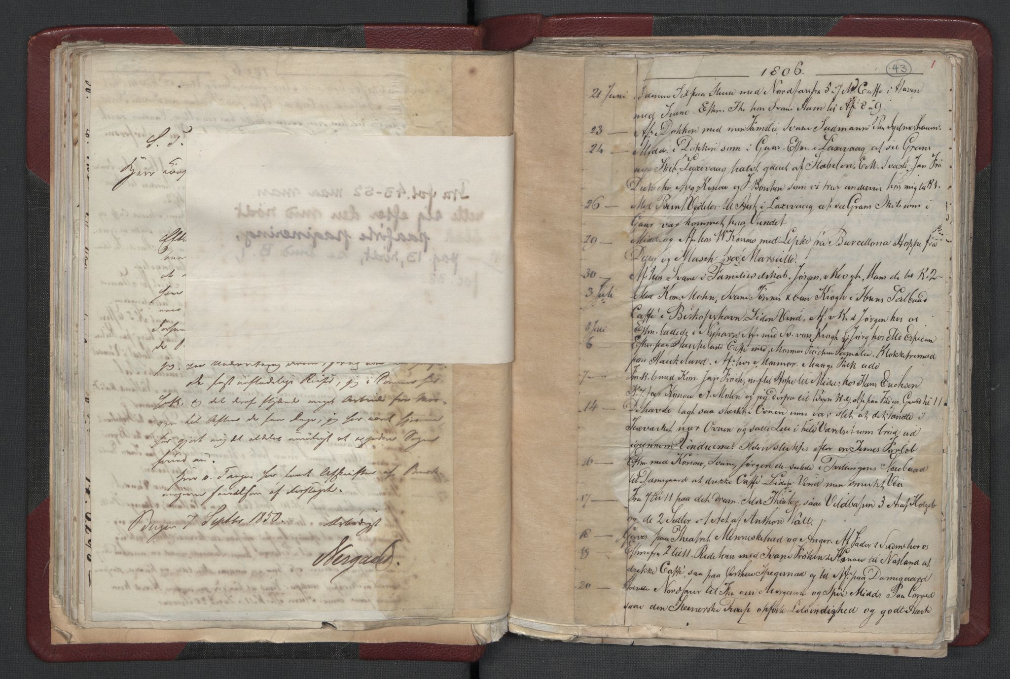 Meltzer, Fredrik, AV/RA-PA-0028/F/L0001: Dagbok for årene 1796-1808, 1811, 1817, 1796-1817, s. 42b-43a