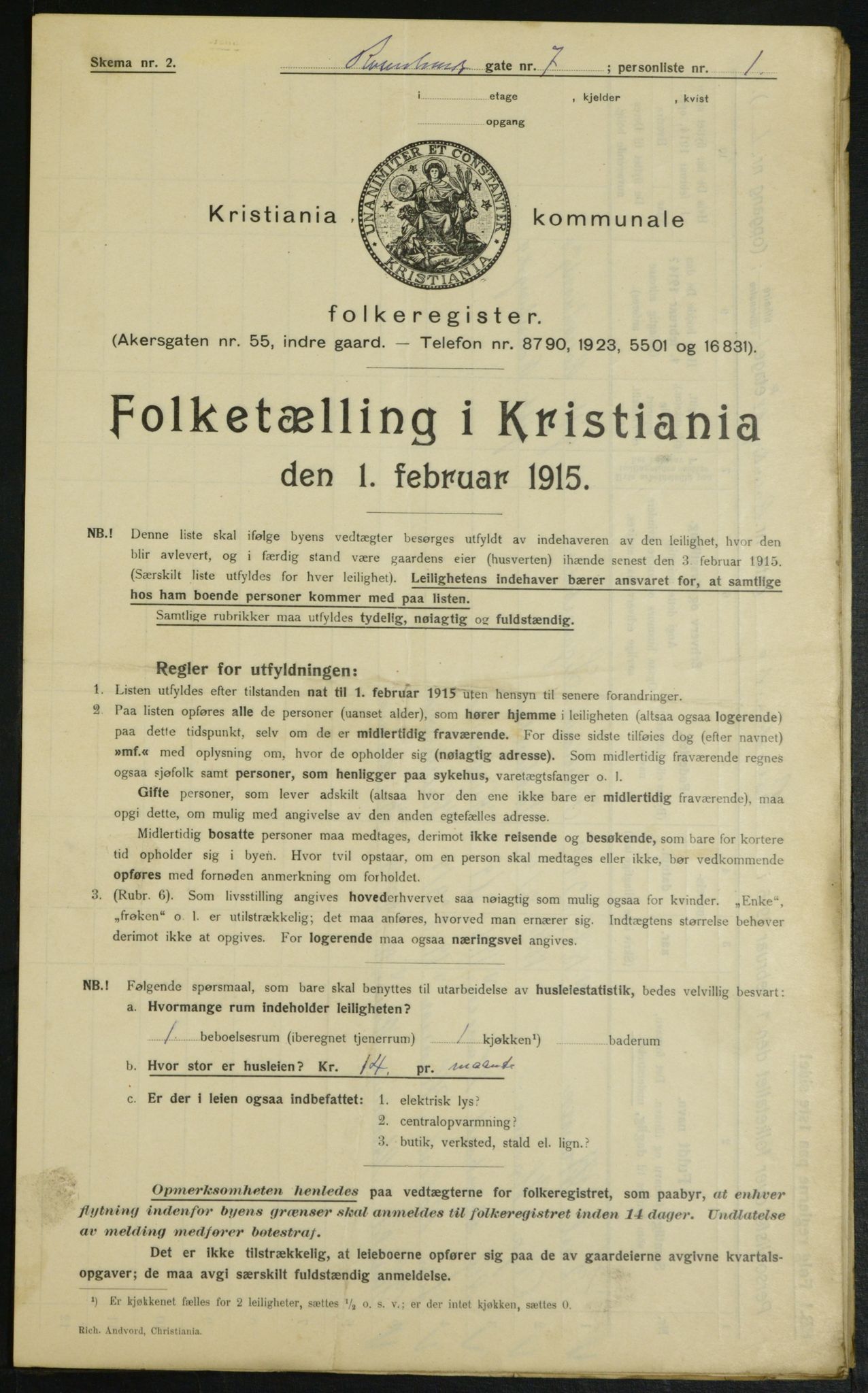 OBA, Kommunal folketelling 1.2.1915 for Kristiania, 1915, s. 83707