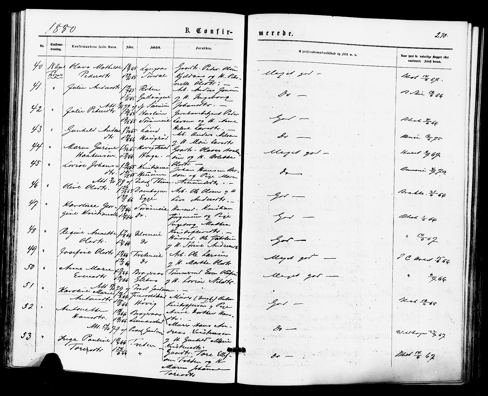 Lier kirkebøker, AV/SAKO-A-230/F/Fa/L0014: Ministerialbok nr. I 14, 1875-1882, s. 270