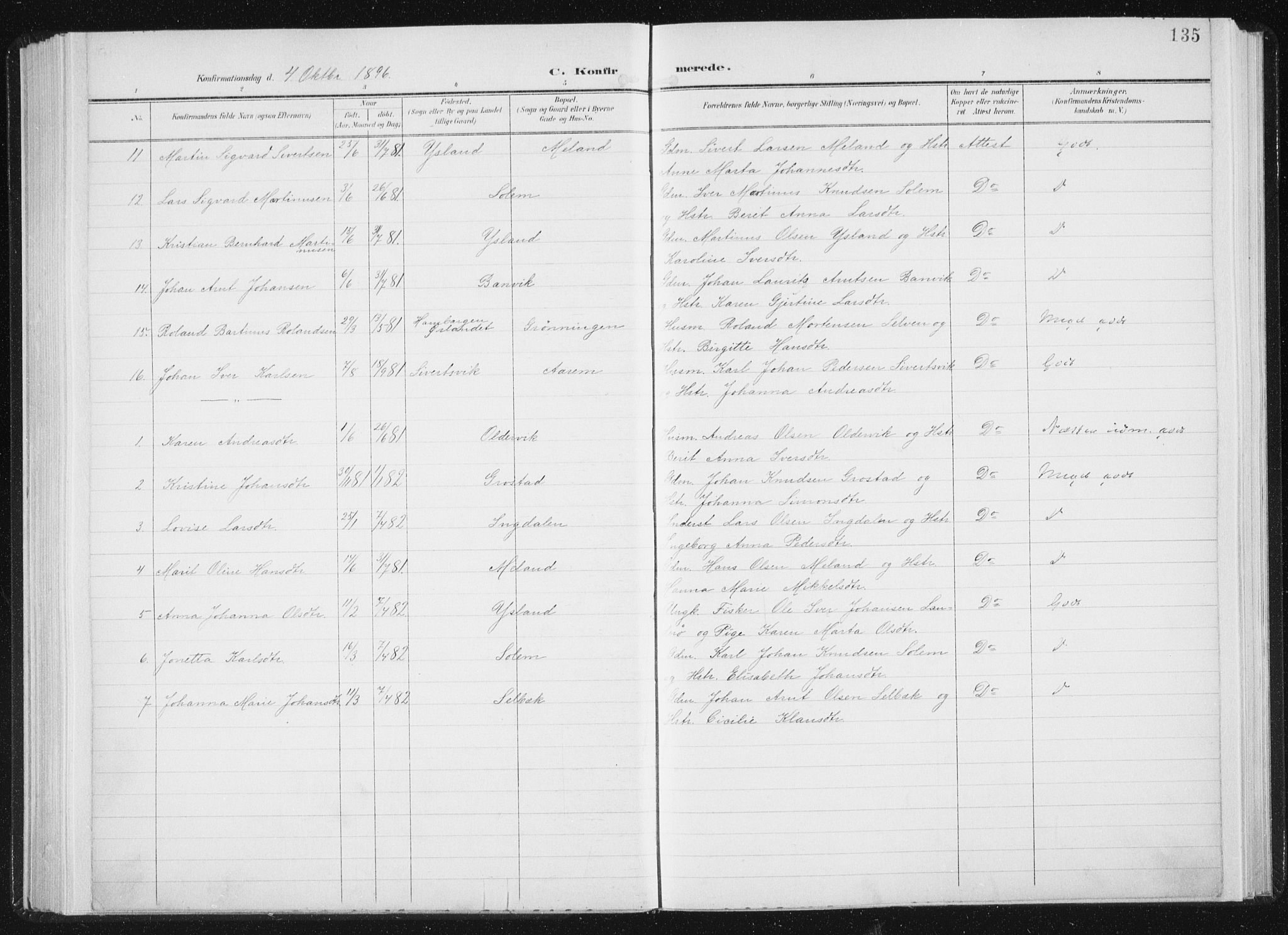 Ministerialprotokoller, klokkerbøker og fødselsregistre - Sør-Trøndelag, AV/SAT-A-1456/647/L0635: Ministerialbok nr. 647A02, 1896-1911, s. 135