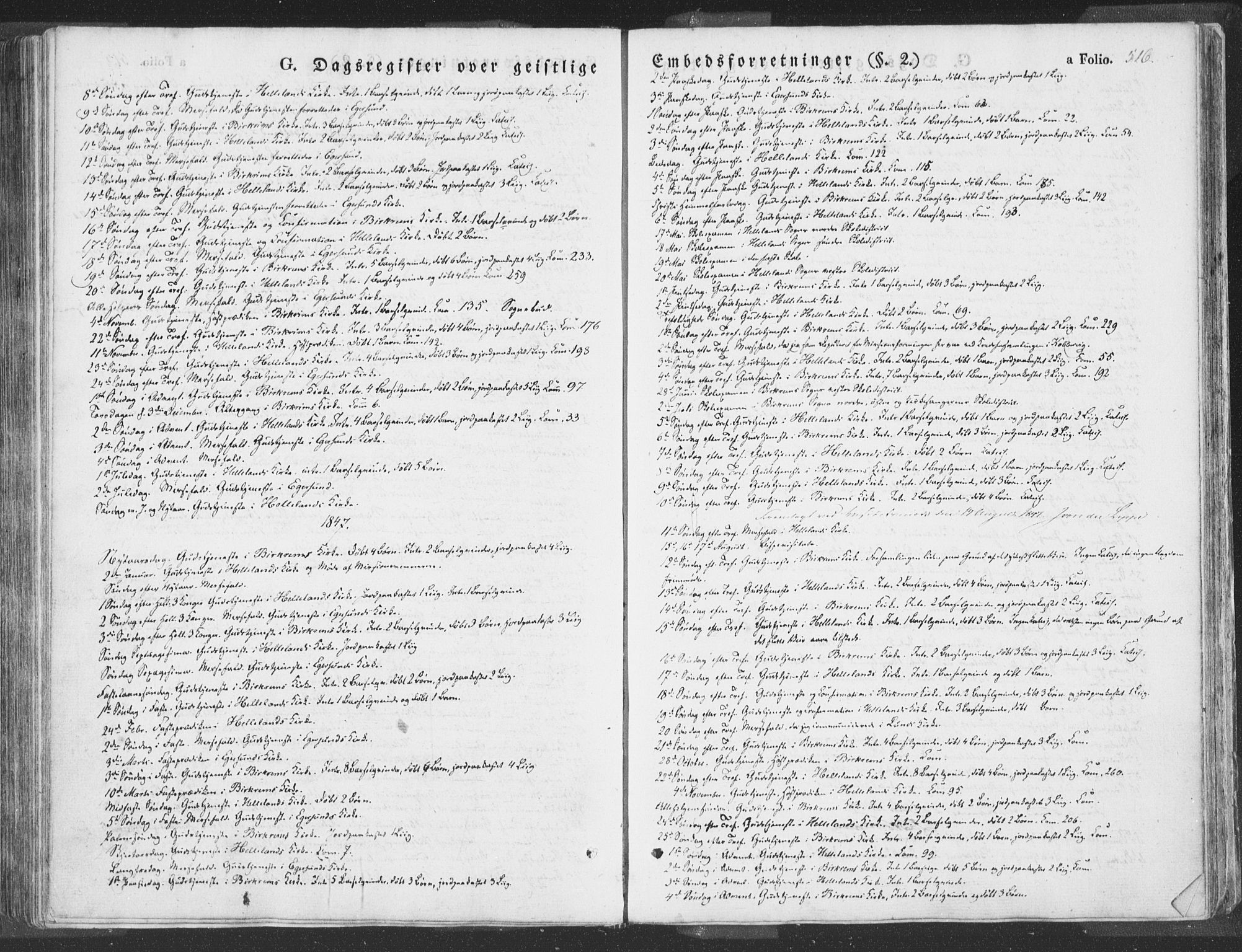 Helleland sokneprestkontor, SAST/A-101810: Ministerialbok nr. A 6.2, 1834-1863, s. 516