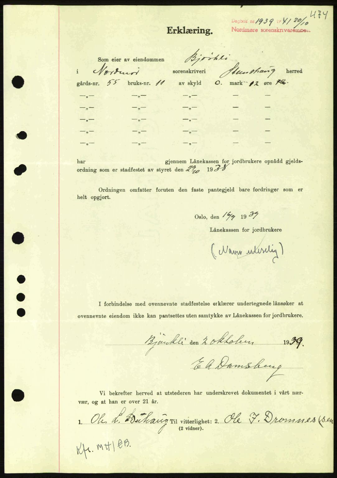 Nordmøre sorenskriveri, SAT/A-4132/1/2/2Ca: Pantebok nr. B88, 1941-1942, Dagboknr: 1939/1941