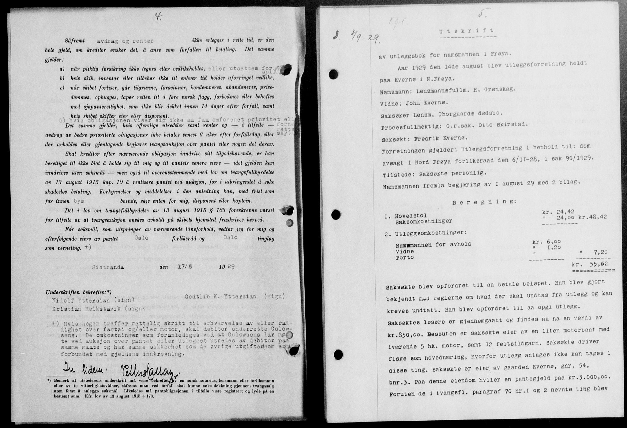 Hitra sorenskriveri, AV/SAT-A-0018/2/2C/2Ca/L0013: Pantebok nr. 13, 1929-1929, s. 4-5