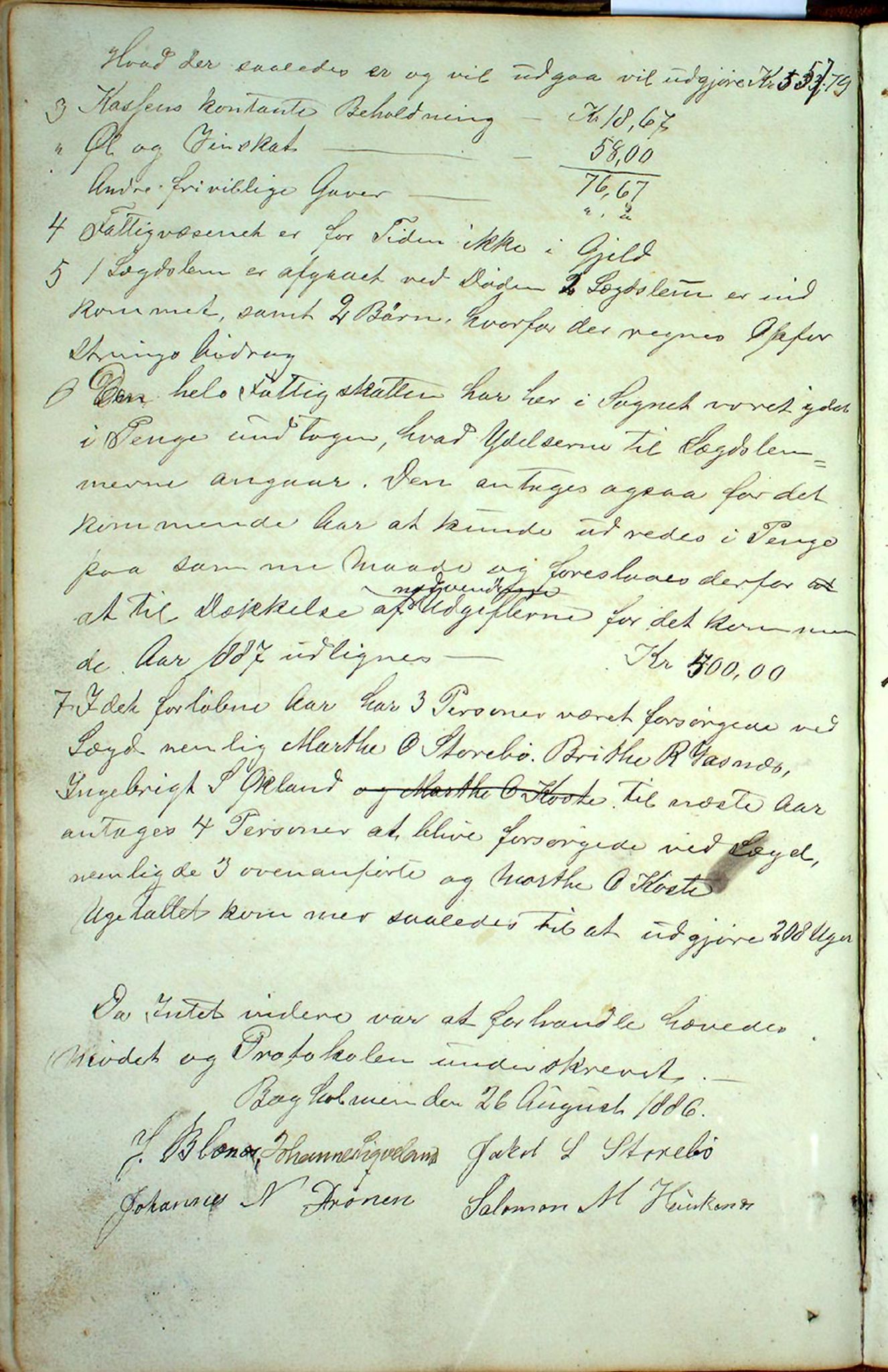 Austevoll kommune. Fattigstyret, IKAH/1244-311/A/Aa/L0001a: Møtebok for Austevoll sokn fattigkommisjon , 1846-1922, s. 76b