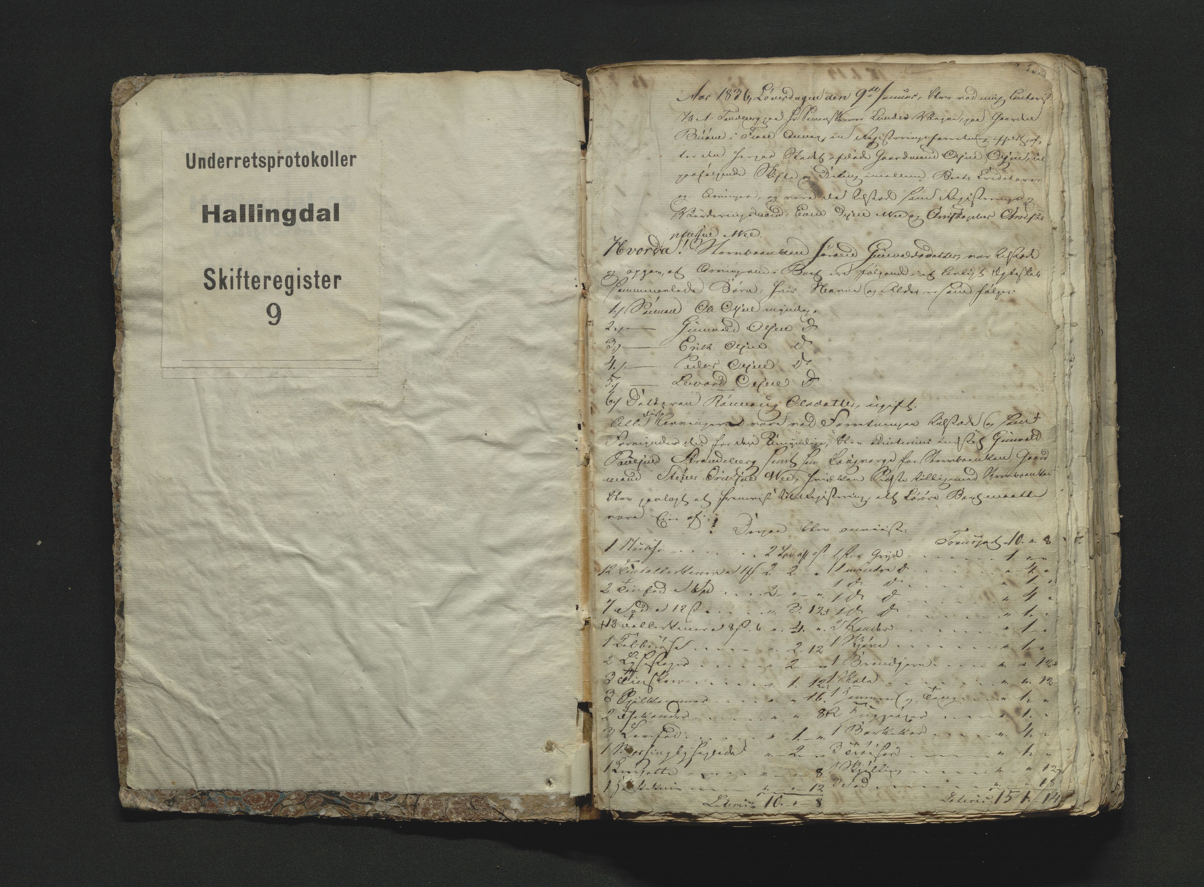Hallingdal sorenskriveri, SAKO/A-121/H/Hb/Hbb/Hbba/L0009: Skifteregistreringsprotokoll, Sorenskriveriet, 1836