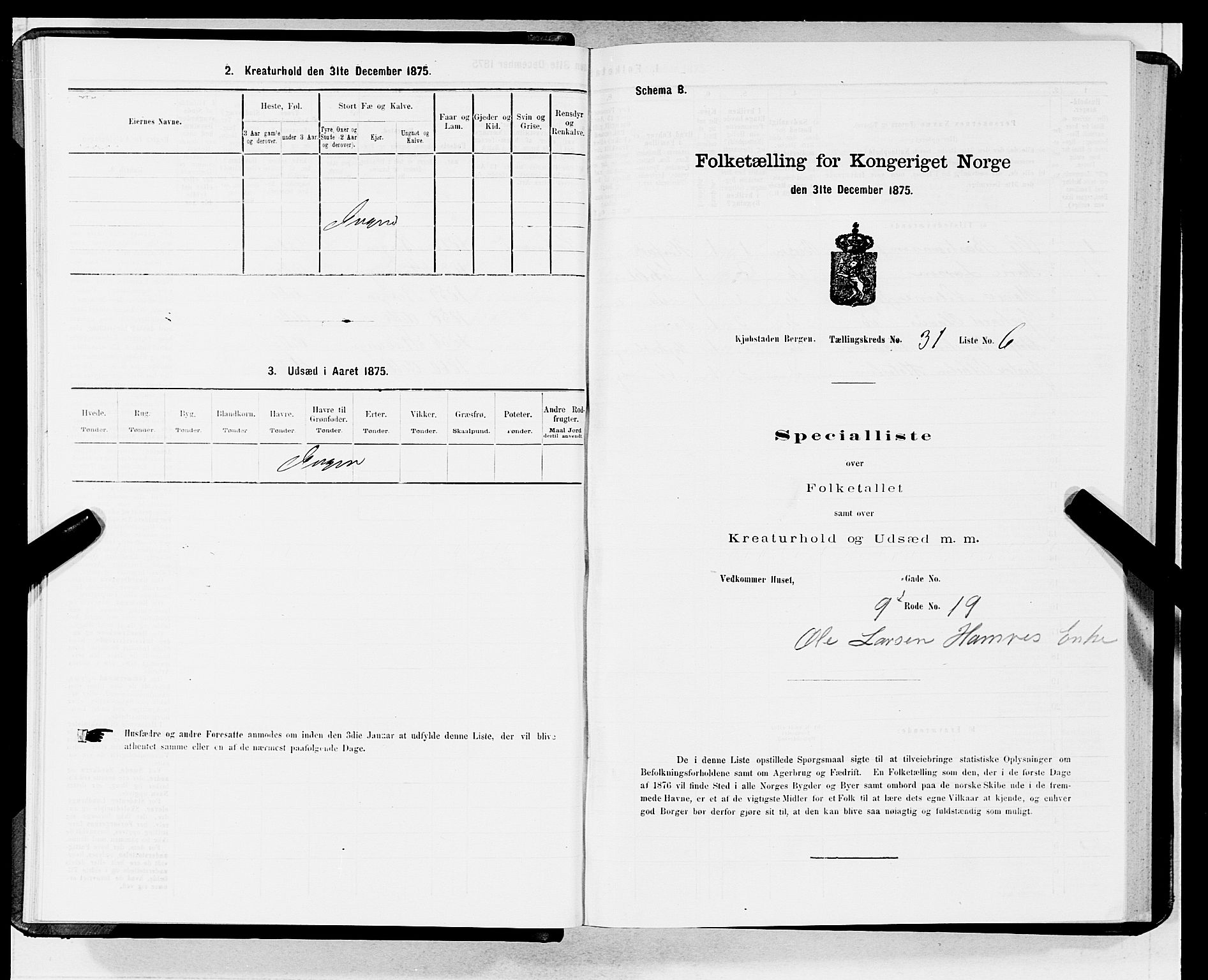 SAB, Folketelling 1875 for 1301 Bergen kjøpstad, 1875, s. 1581