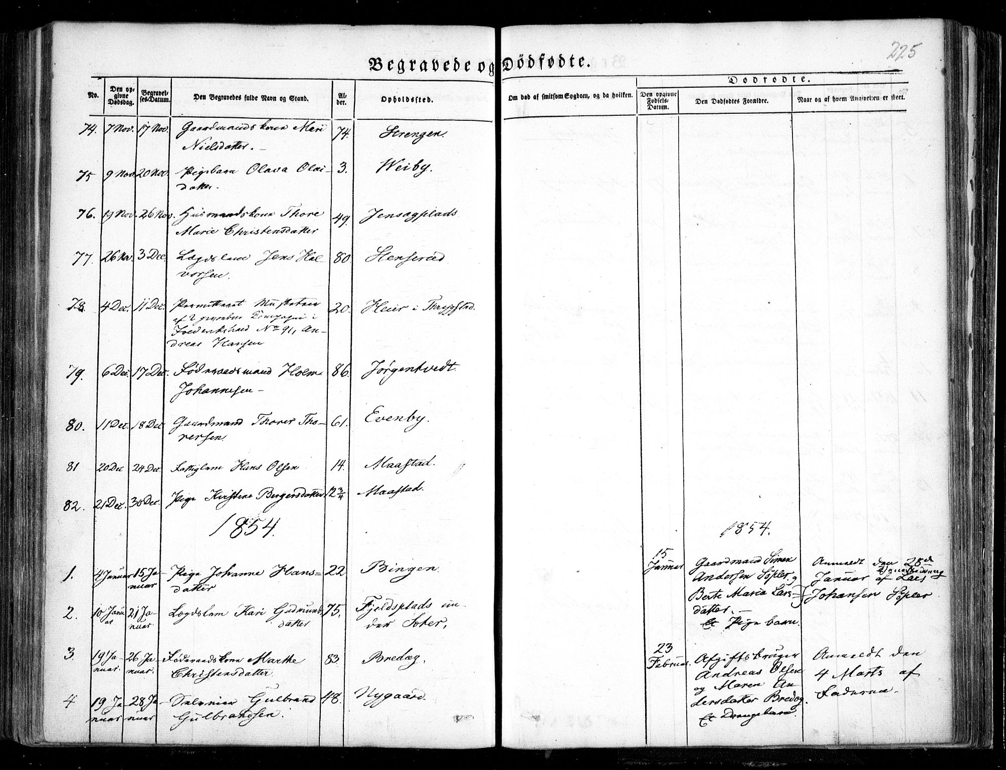 Trøgstad prestekontor Kirkebøker, SAO/A-10925/F/Fa/L0007: Ministerialbok nr. I 7, 1845-1854, s. 225