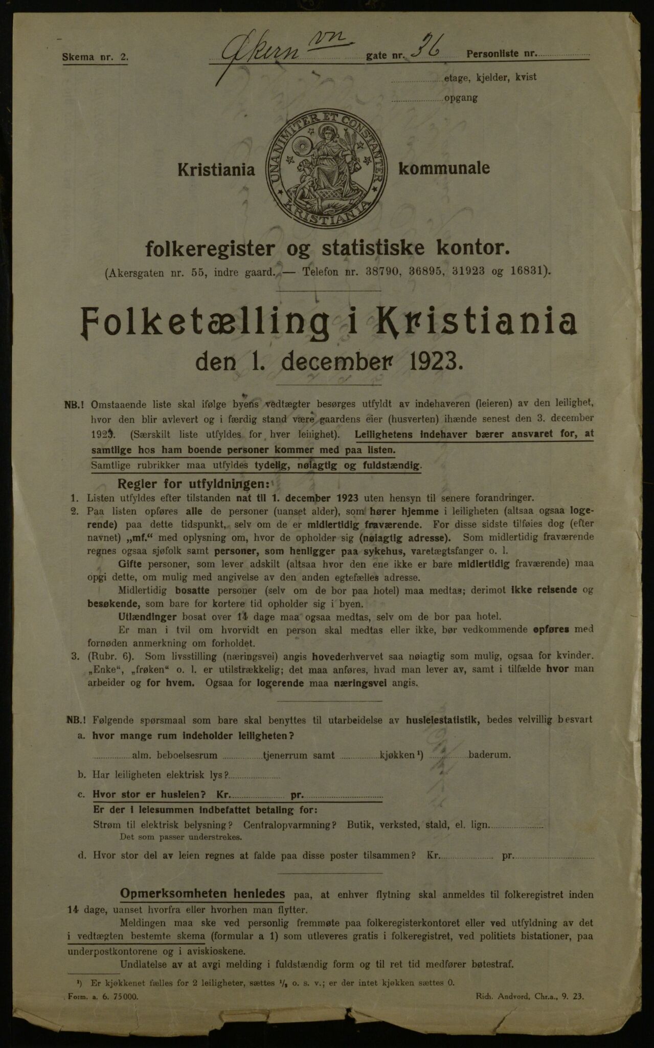 OBA, Kommunal folketelling 1.12.1923 for Kristiania, 1923, s. 142171