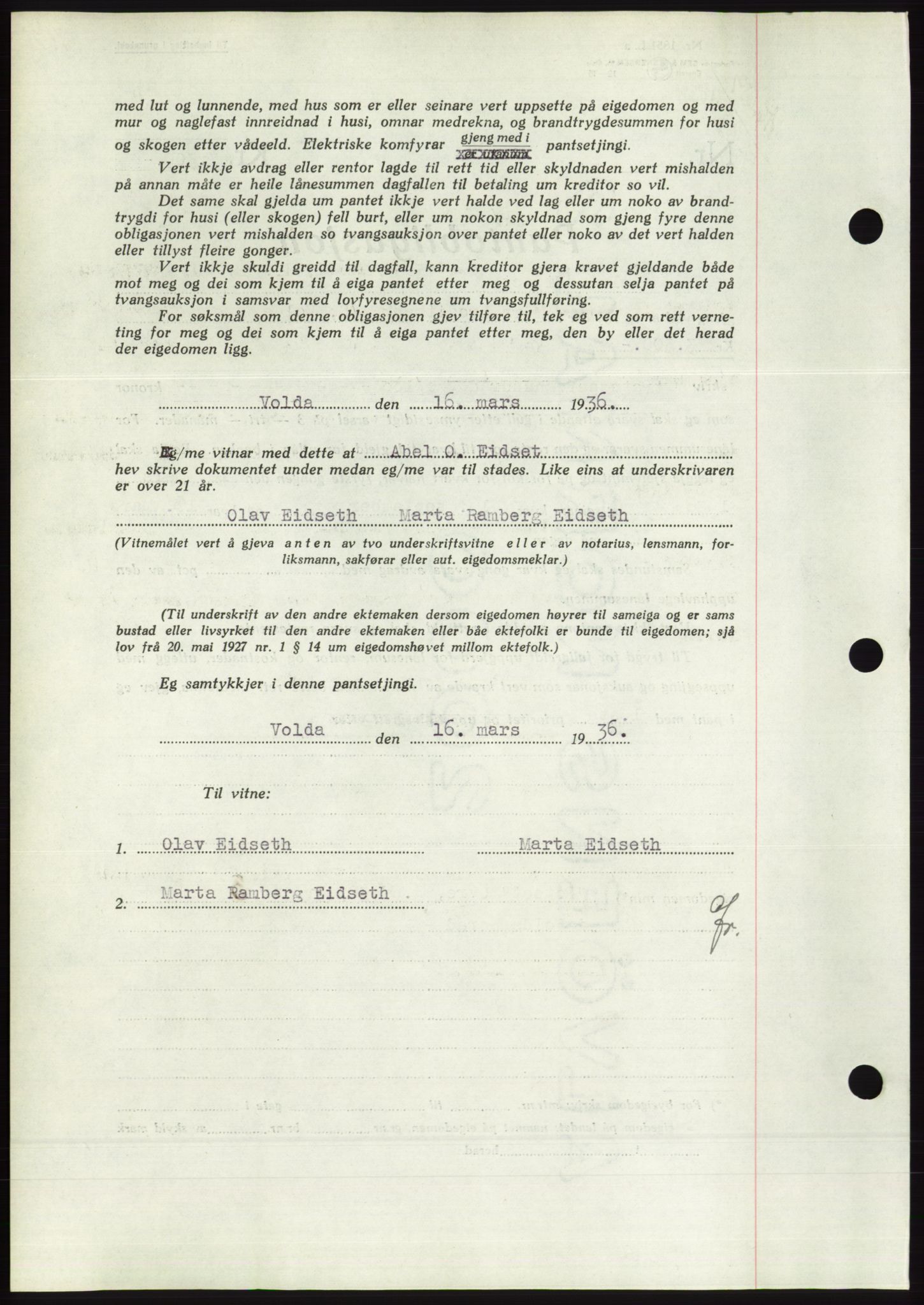 Søre Sunnmøre sorenskriveri, AV/SAT-A-4122/1/2/2C/L0060: Pantebok nr. 54, 1935-1936, Tingl.dato: 09.05.1936