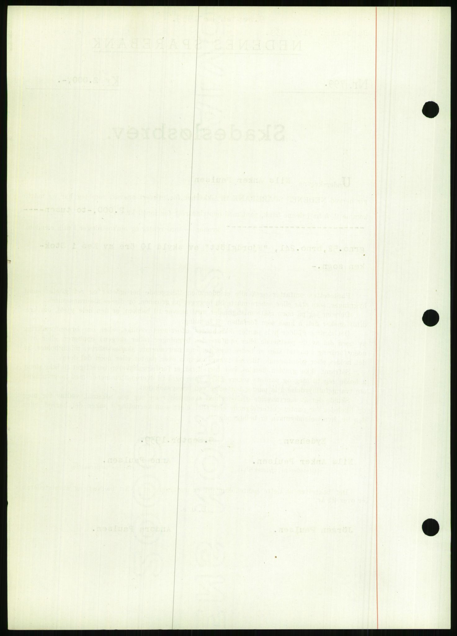 Nedenes sorenskriveri, SAK/1221-0006/G/Gb/Gbb/L0001: Pantebok nr. I, 1939-1942, Dagboknr: 915/1939