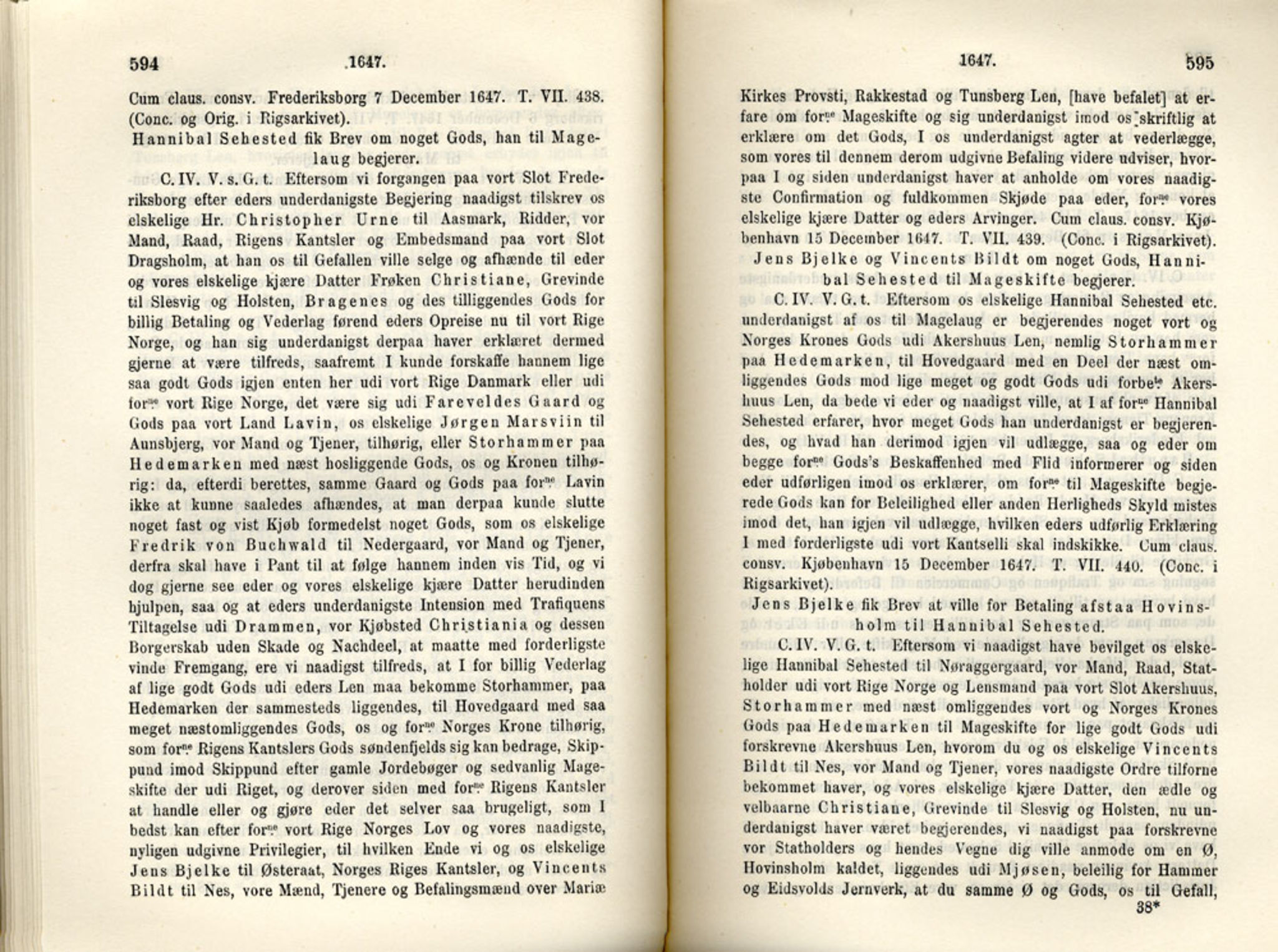 Publikasjoner utgitt av Det Norske Historiske Kildeskriftfond, PUBL/-/-/-: Norske Rigs-Registranter, bind 8, 1641-1648, s. 594-595