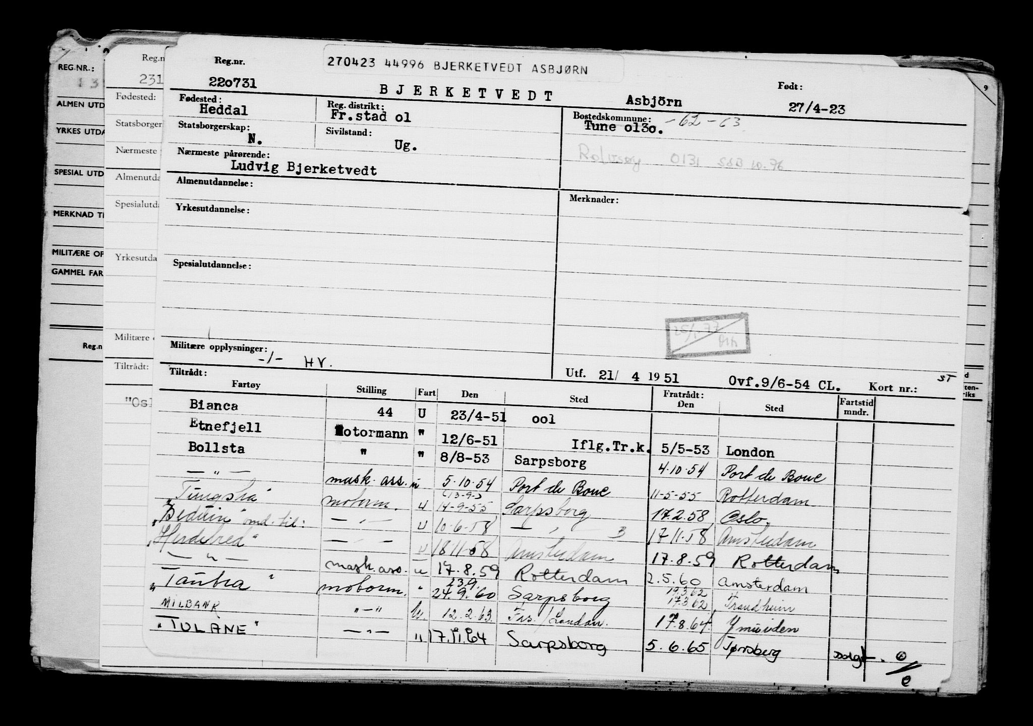 Direktoratet for sjømenn, RA/S-3545/G/Gb/L0218: Hovedkort, 1923, s. 327