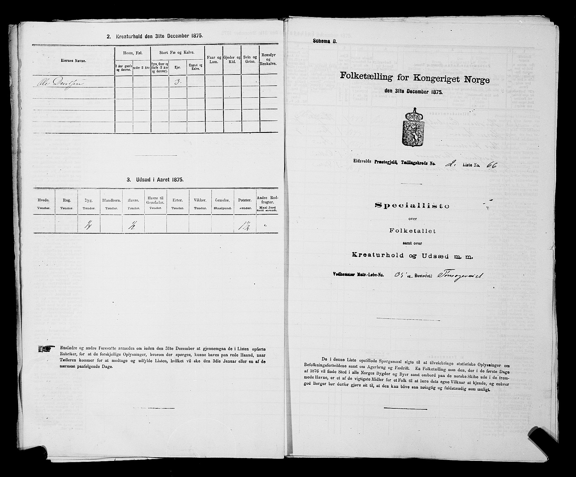 RA, Folketelling 1875 for 0237P Eidsvoll prestegjeld, 1875, s. 106