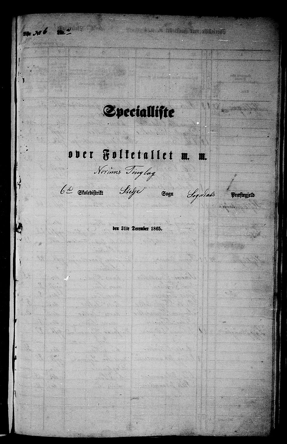 RA, Folketelling 1865 for 1420P Sogndal prestegjeld, 1865, s. 105