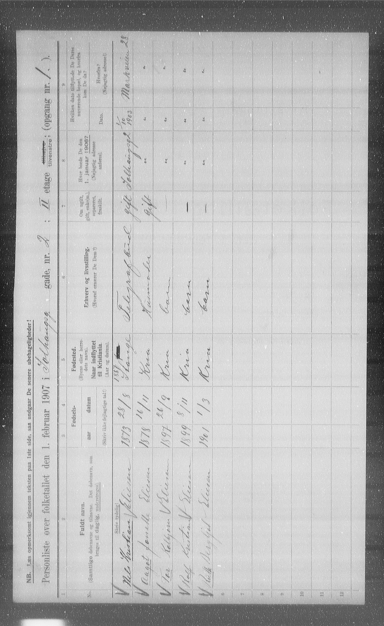 OBA, Kommunal folketelling 1.2.1907 for Kristiania kjøpstad, 1907, s. 50775