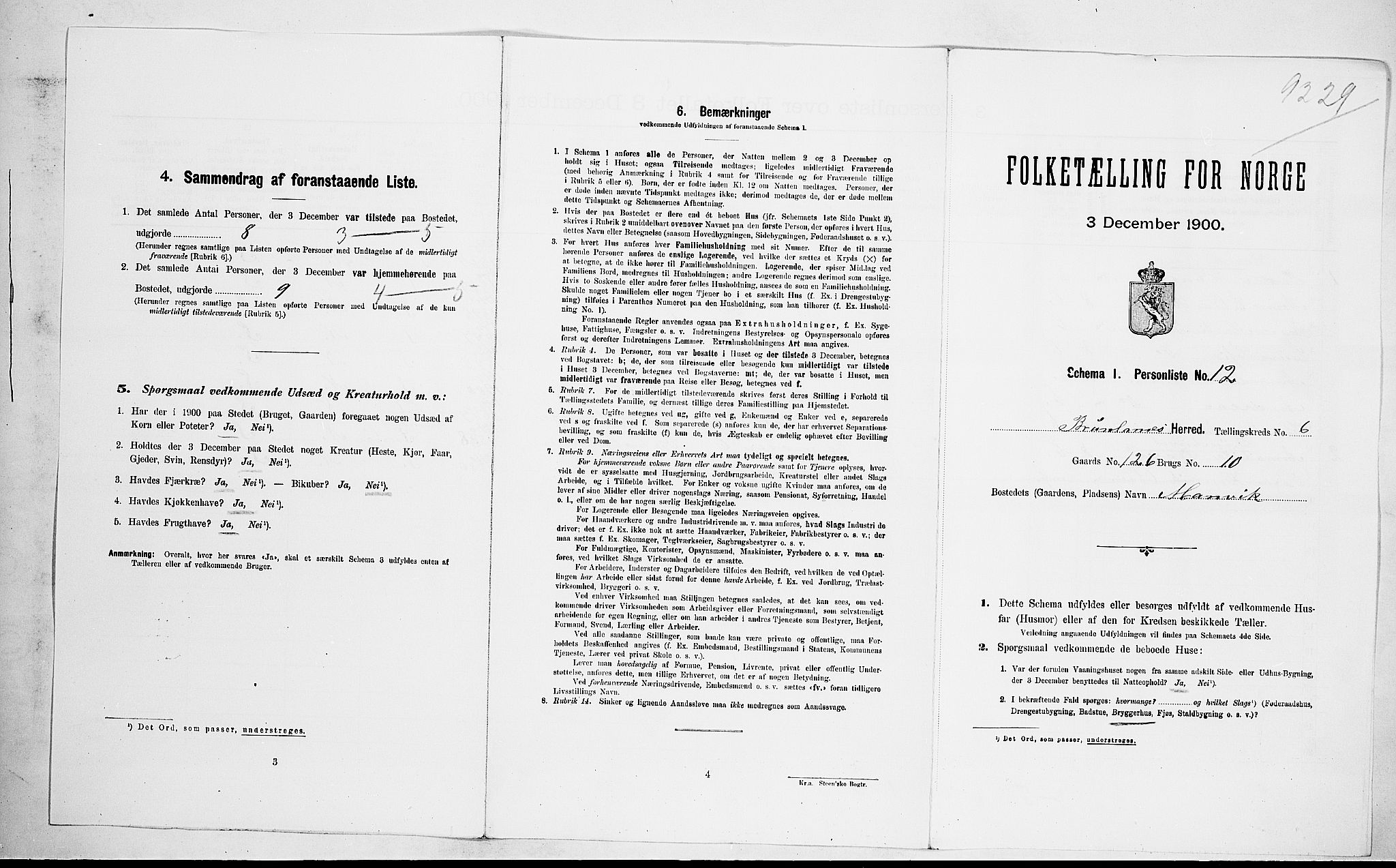 RA, Folketelling 1900 for 0726 Brunlanes herred, 1900, s. 879