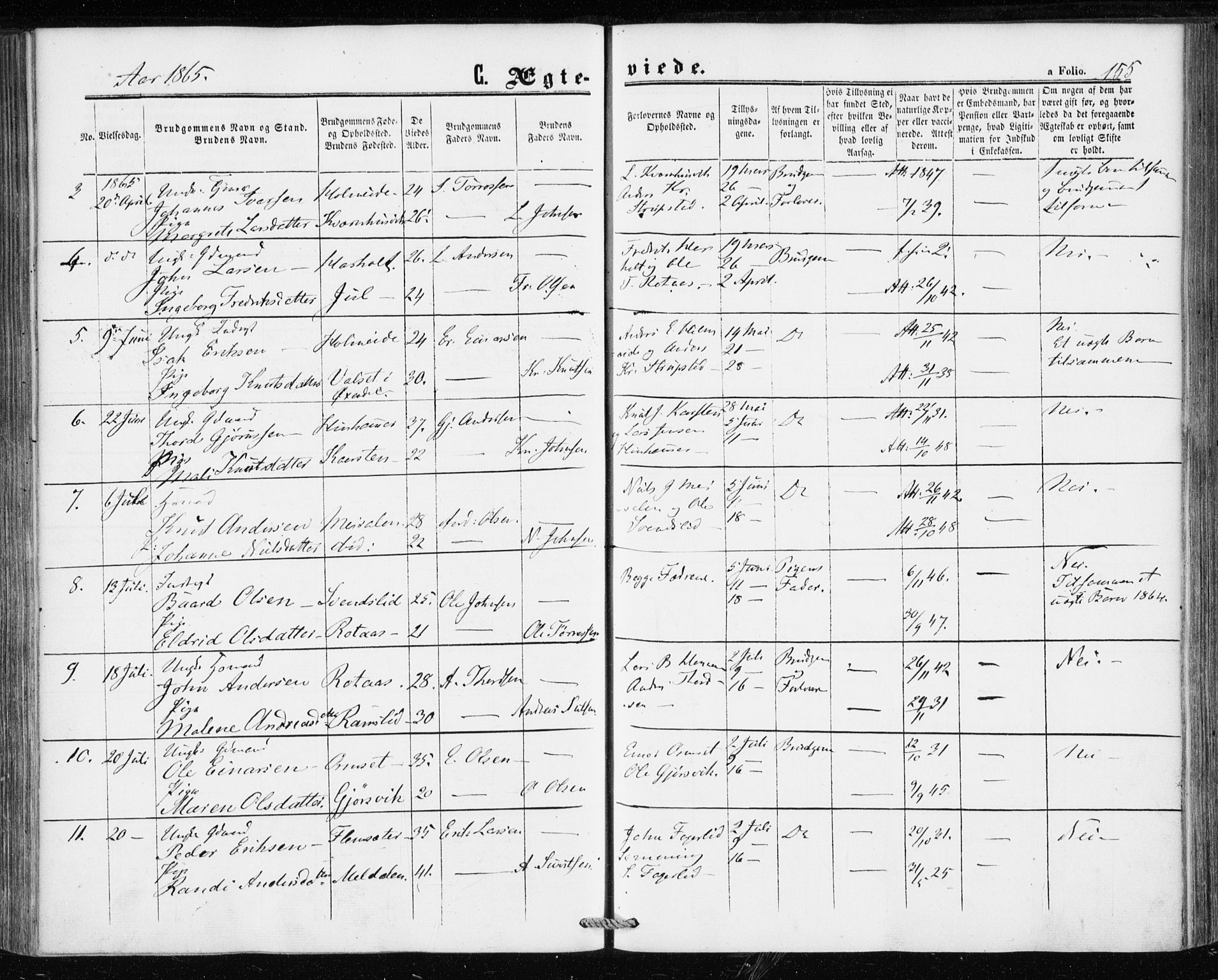 Ministerialprotokoller, klokkerbøker og fødselsregistre - Møre og Romsdal, AV/SAT-A-1454/586/L0985: Ministerialbok nr. 586A11, 1857-1866, s. 155