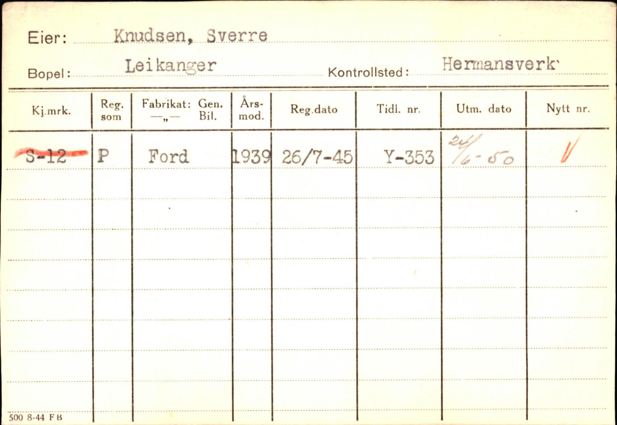 Statens vegvesen, Sogn og Fjordane vegkontor, AV/SAB-A-5301/4/F/L0126: Eigarregister Fjaler M-Å. Leikanger A-Å, 1945-1975, s. 1637