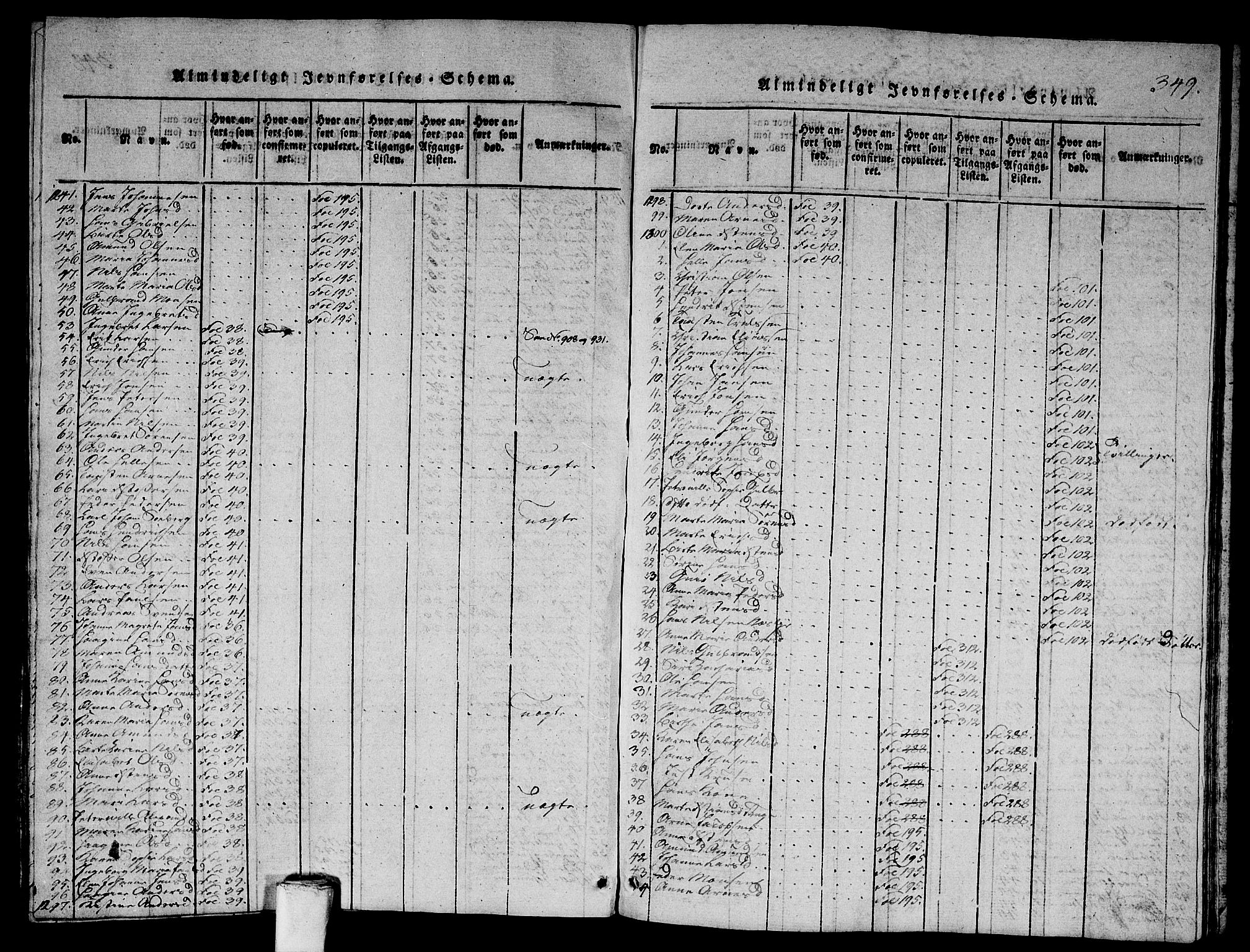Asker prestekontor Kirkebøker, AV/SAO-A-10256a/G/Ga/L0001: Klokkerbok nr. I 1, 1814-1830, s. 349