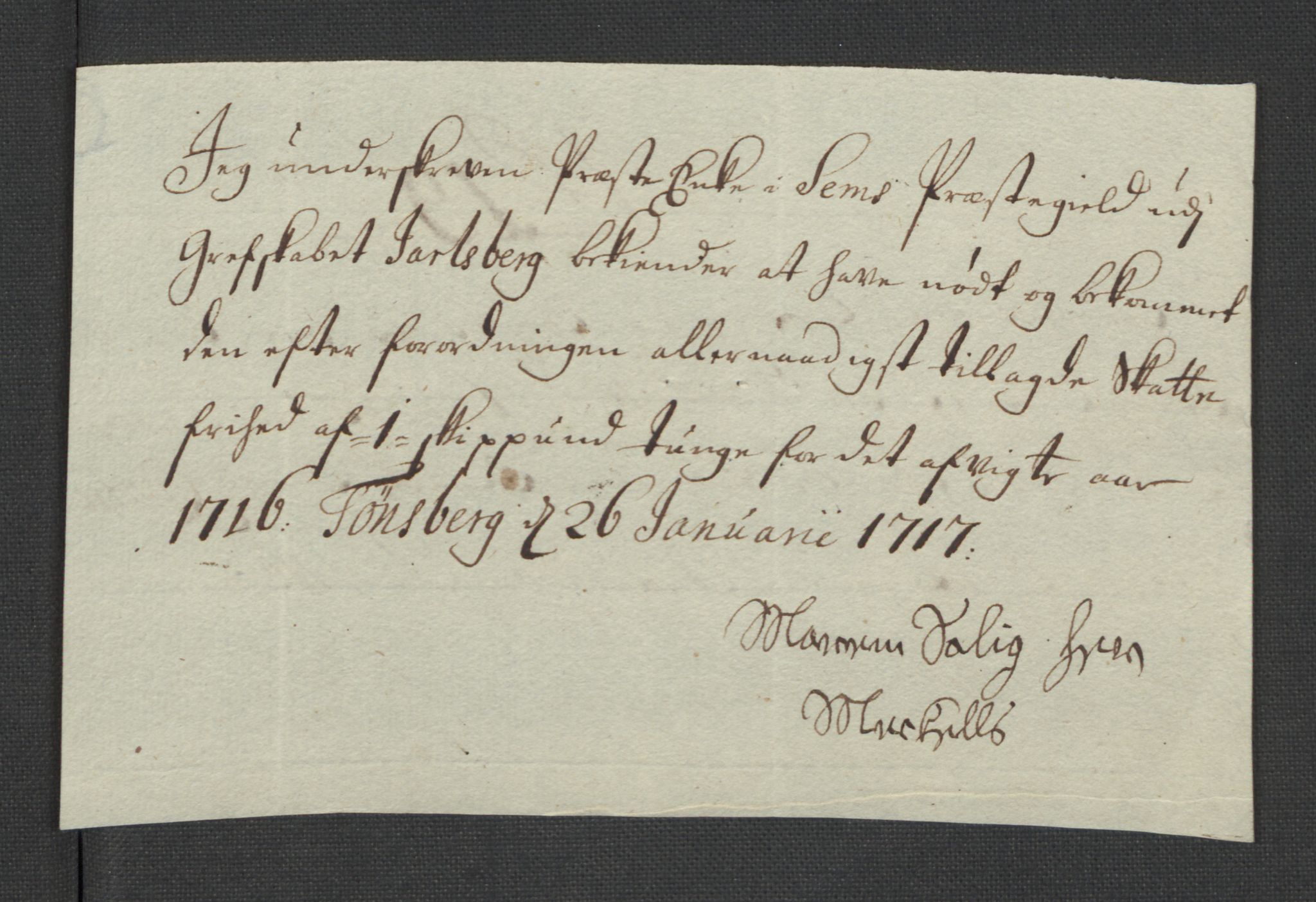 Rentekammeret inntil 1814, Reviderte regnskaper, Fogderegnskap, AV/RA-EA-4092/R32/L1880: Fogderegnskap Jarlsberg grevskap, 1716, s. 297