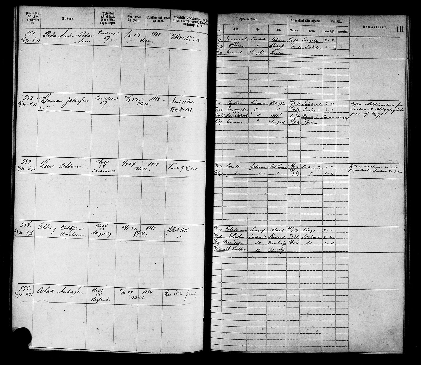 Tvedestrand mønstringskrets, SAK/2031-0011/F/Fa/L0001: Annotasjonsrulle nr 1-1905 med register, R-1, 1866-1886, s. 132