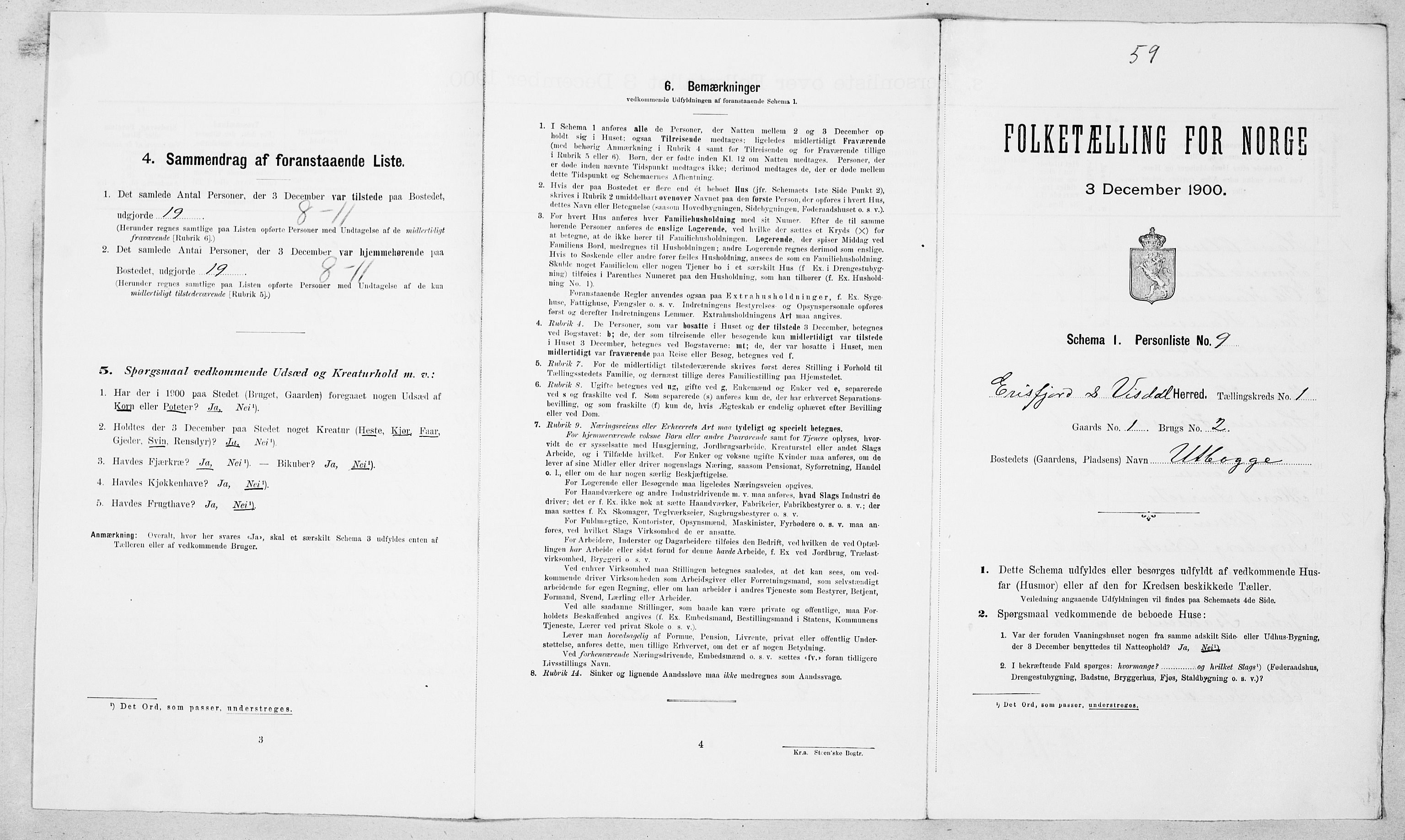 SAT, Folketelling 1900 for 1542 Eresfjord og Vistdal herred, 1900, s. 69
