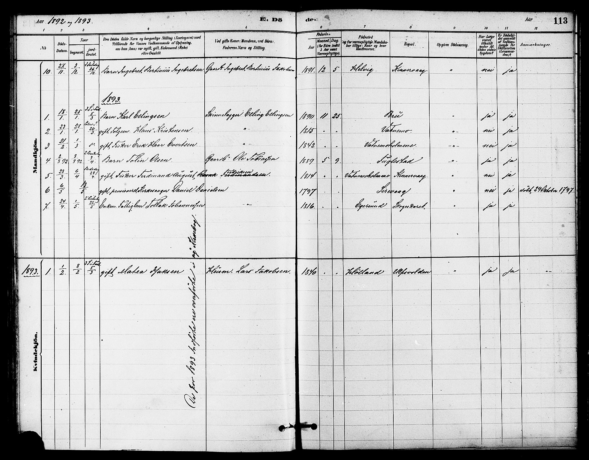 Eigersund sokneprestkontor, SAST/A-101807/S08/L0016: Ministerialbok nr. A 16, 1879-1893, s. 113