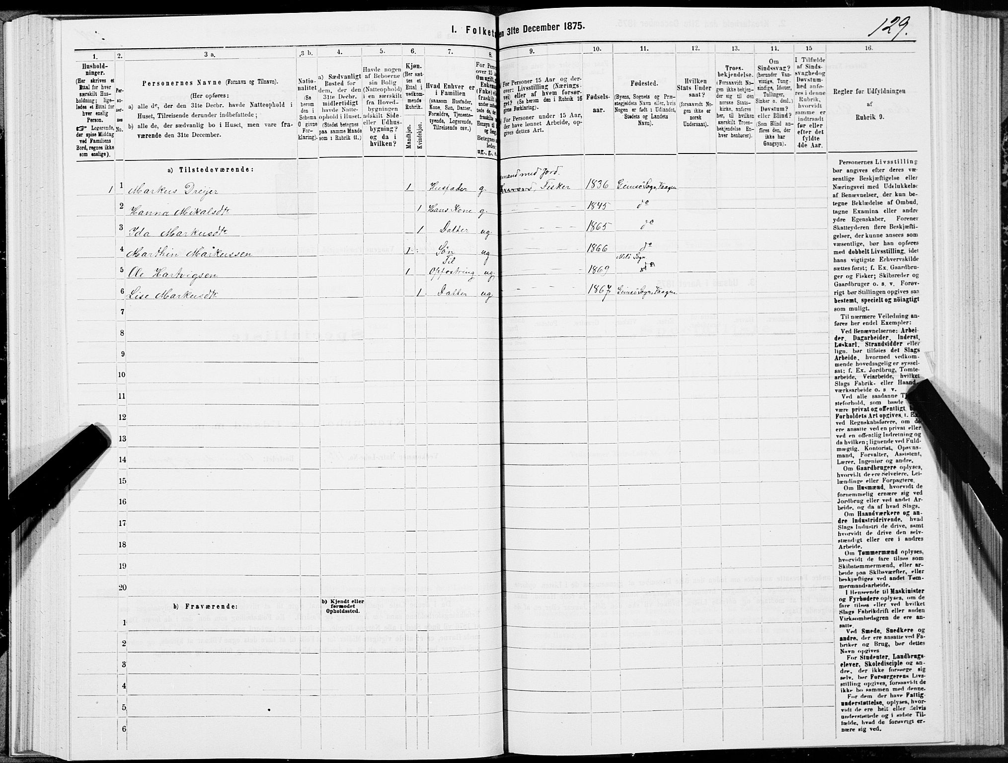 SAT, Folketelling 1875 for 1865P Vågan prestegjeld, 1875, s. 5129