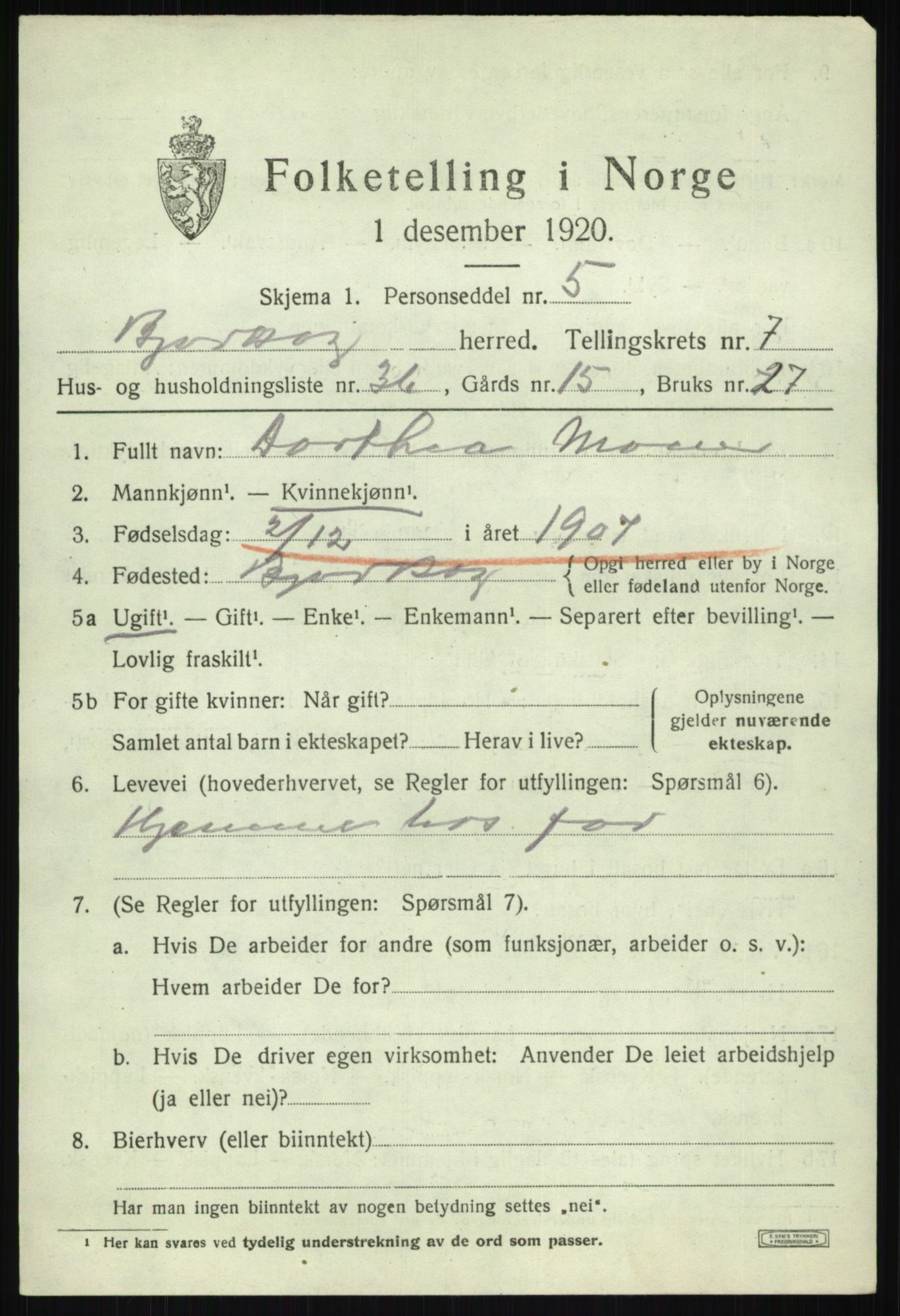 SATØ, Folketelling 1920 for 1915 Bjarkøy herred, 1920, s. 3339