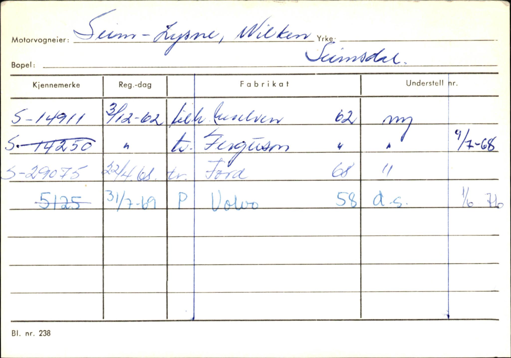 Statens vegvesen, Sogn og Fjordane vegkontor, SAB/A-5301/4/F/L0146: Registerkort Årdal R-Å samt diverse kort, 1945-1975, s. 268