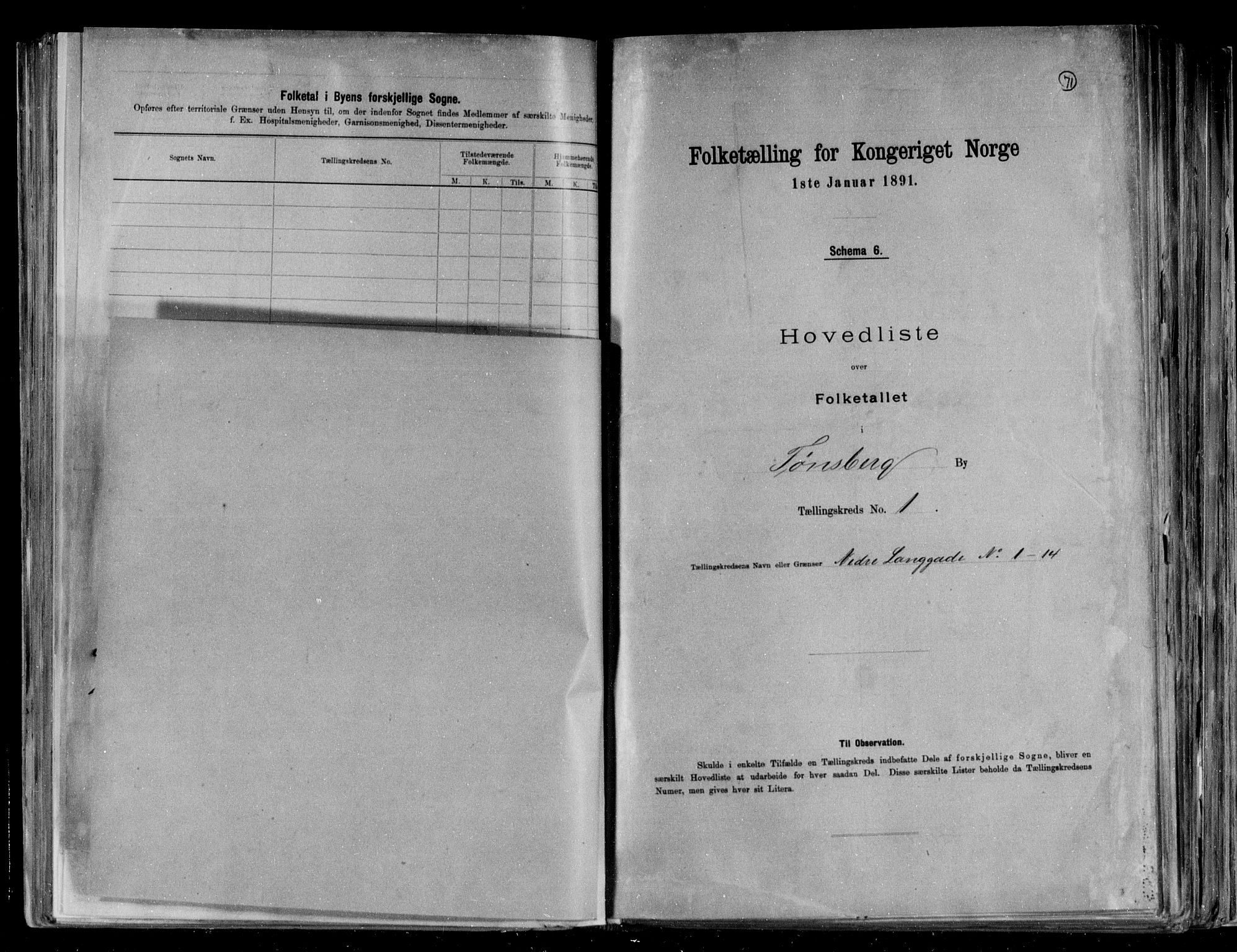 RA, Folketelling 1891 for 0705 Tønsberg kjøpstad, 1891, s. 5