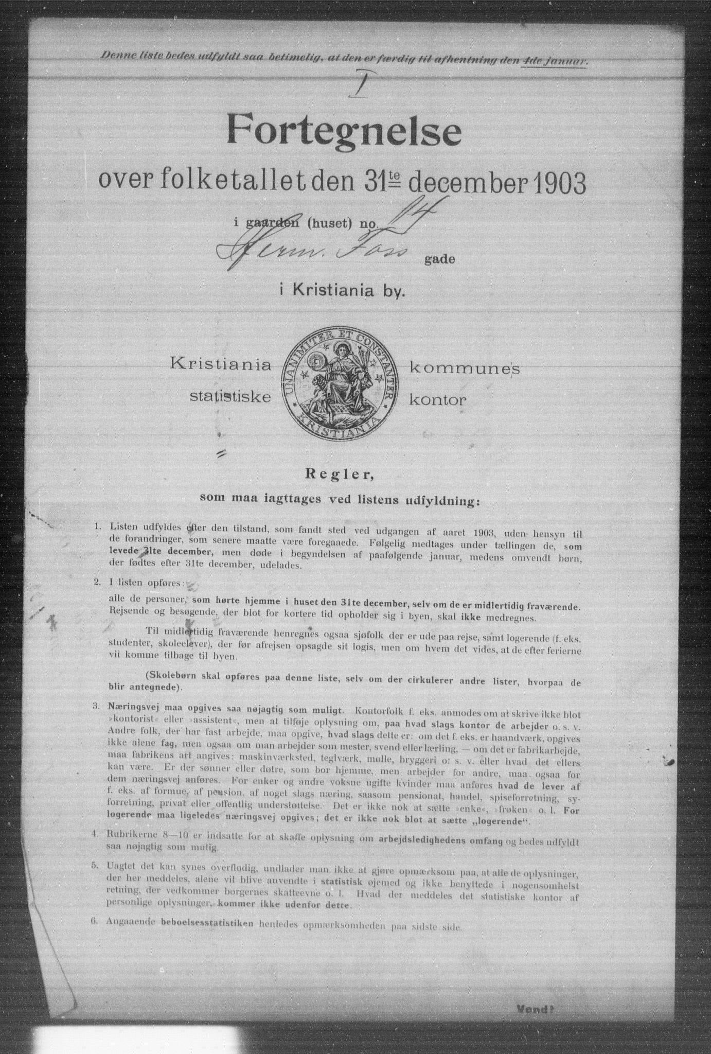 OBA, Kommunal folketelling 31.12.1903 for Kristiania kjøpstad, 1903, s. 7711