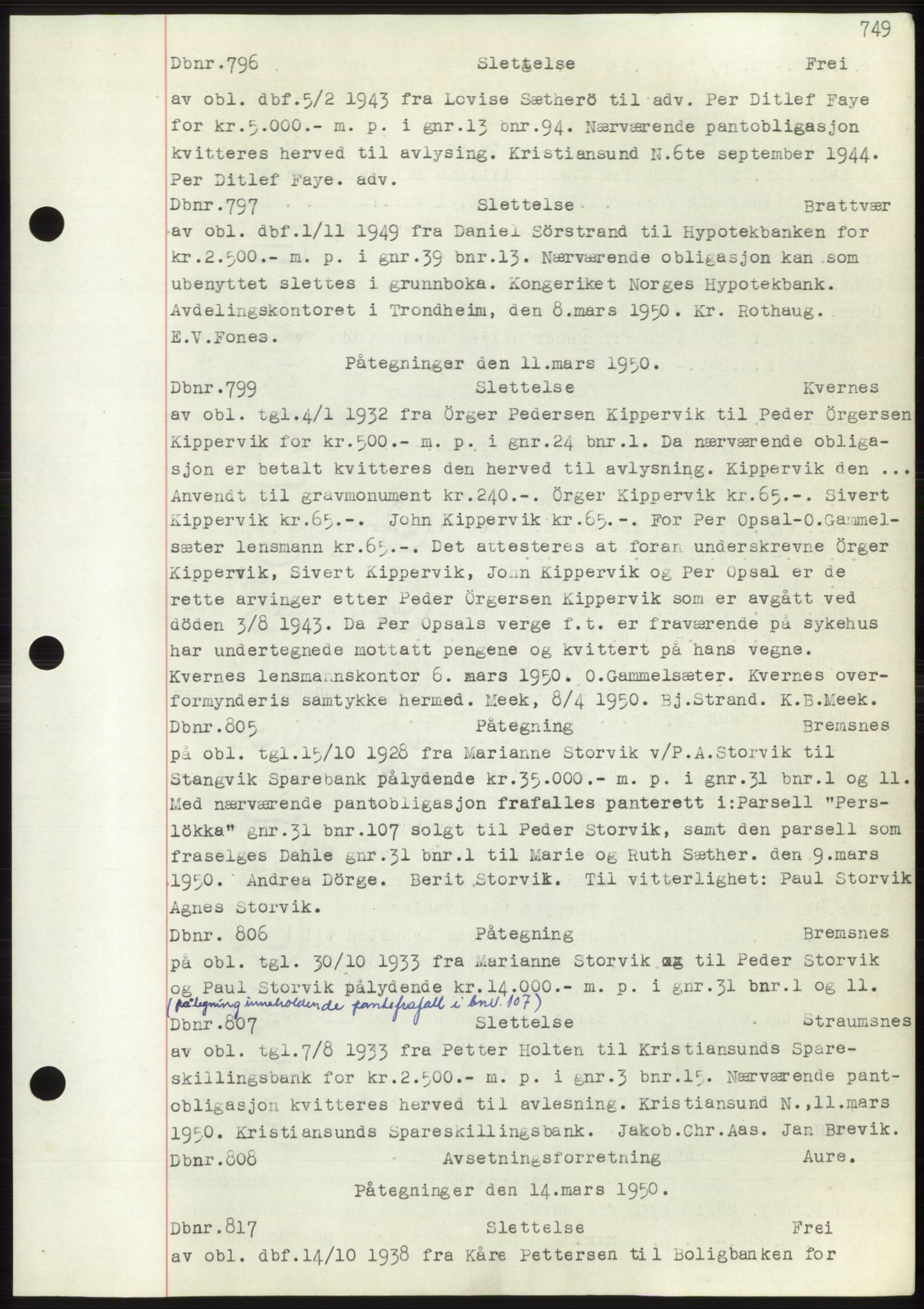 Nordmøre sorenskriveri, SAT/A-4132/1/2/2Ca: Pantebok nr. C82b, 1946-1951, Dagboknr: 796/1950