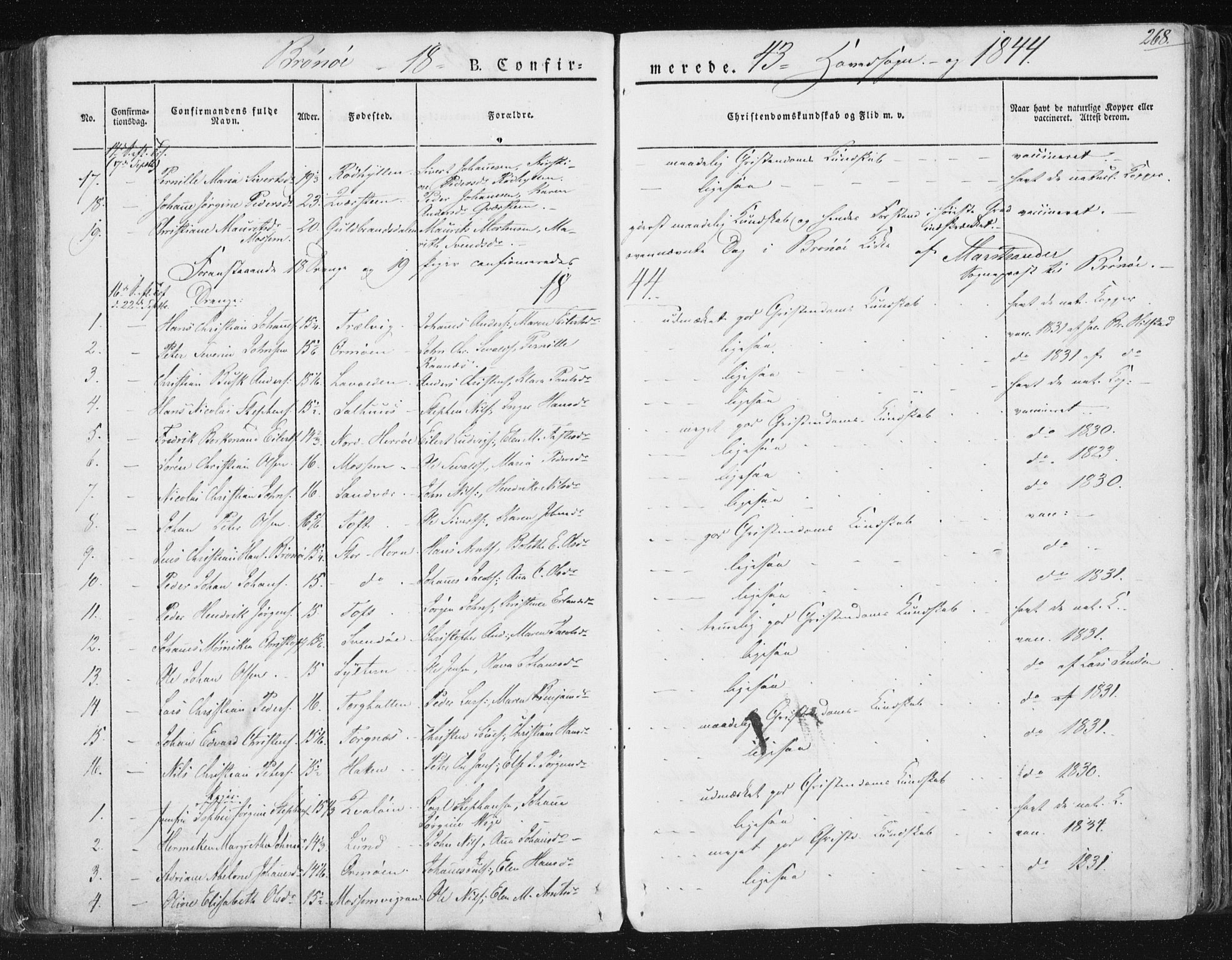 Ministerialprotokoller, klokkerbøker og fødselsregistre - Nordland, AV/SAT-A-1459/813/L0198: Ministerialbok nr. 813A08, 1834-1874, s. 268