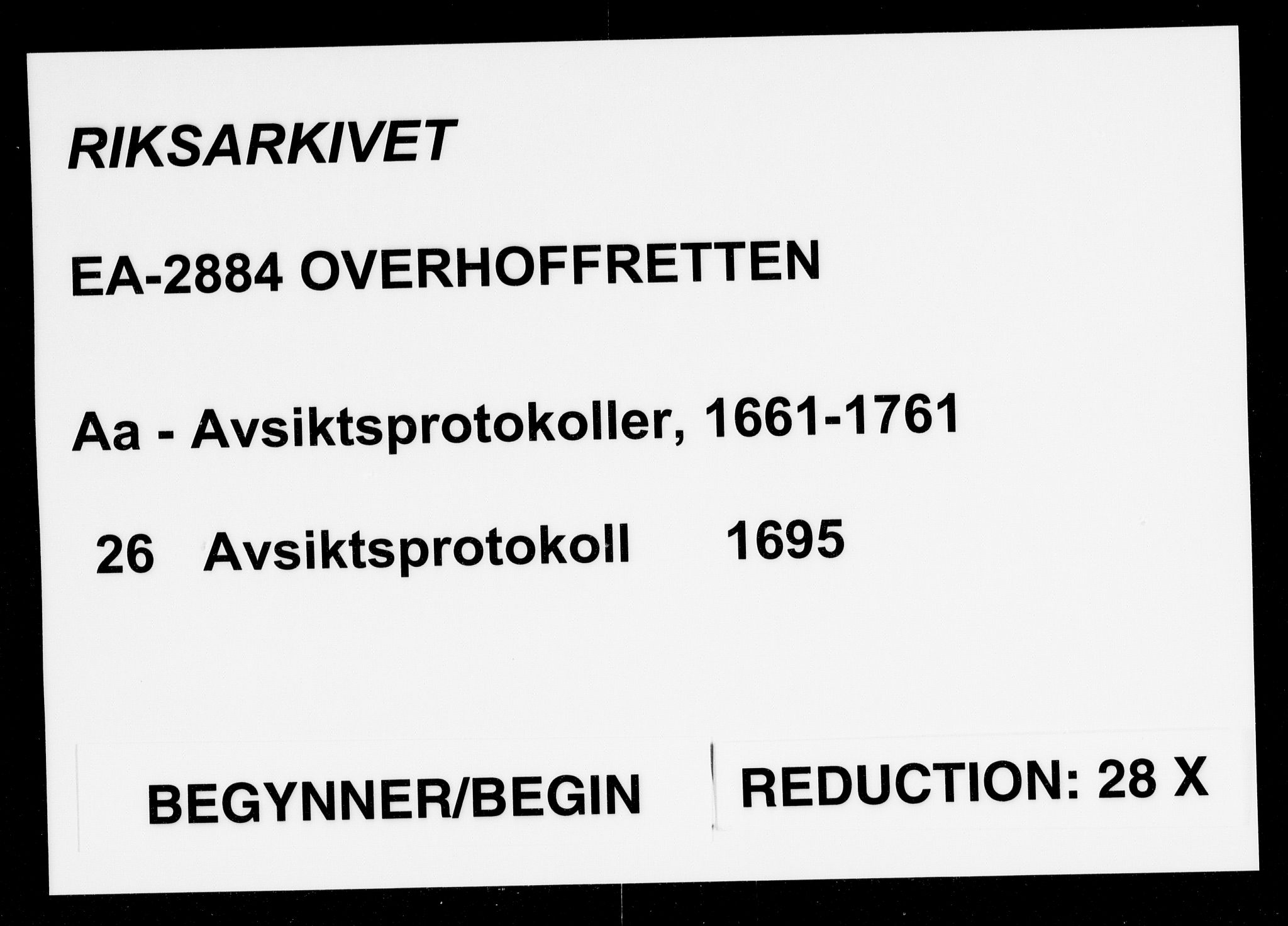 Overhoffretten 1667-1797, RA/EA-2884/Aa/L0026: Avsiktsprotokoll, 1695