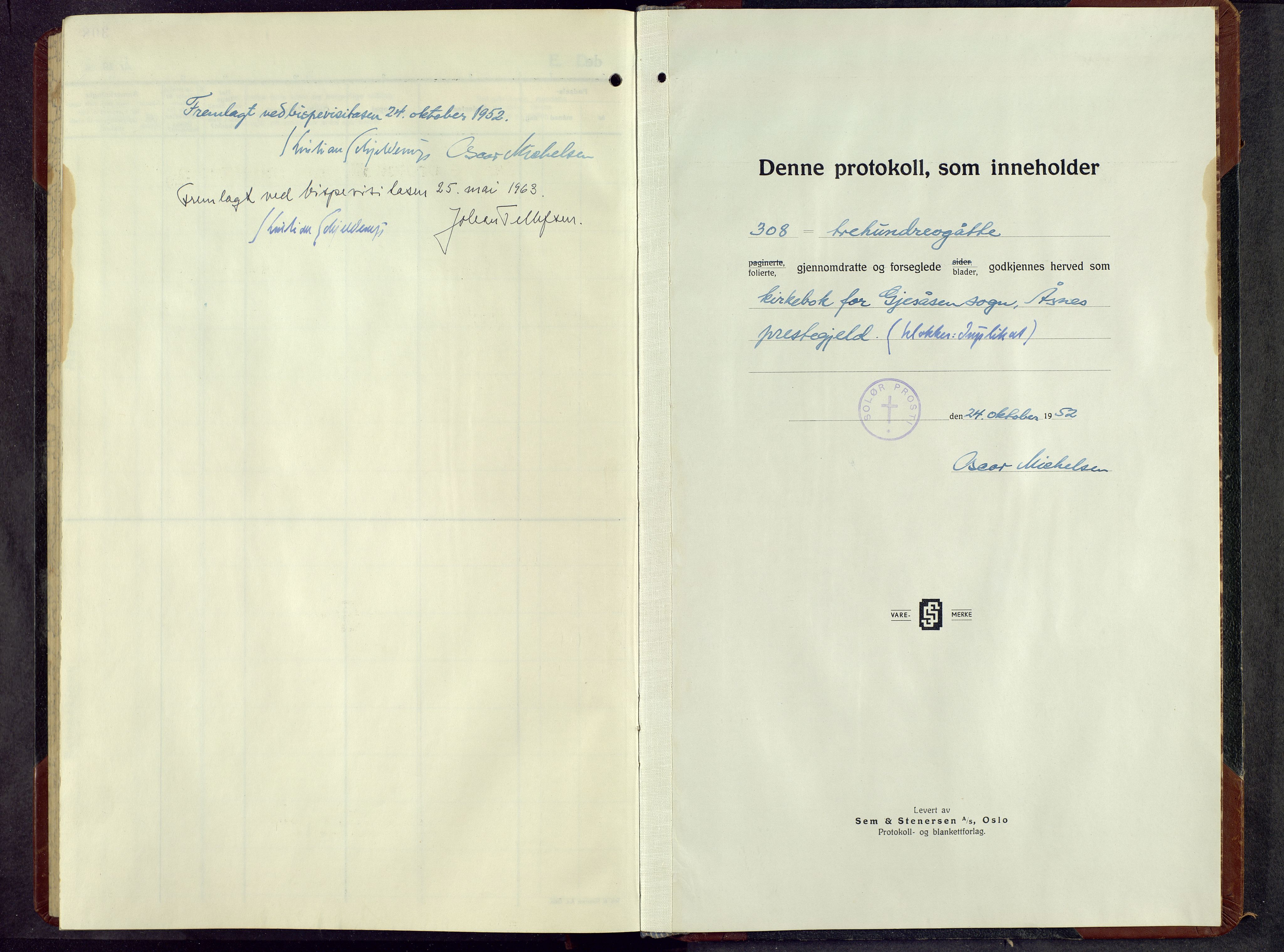 Åsnes prestekontor, SAH/PREST-042/H/Ha/Hab/L0013: Klokkerbok nr. 13, 1943-1966