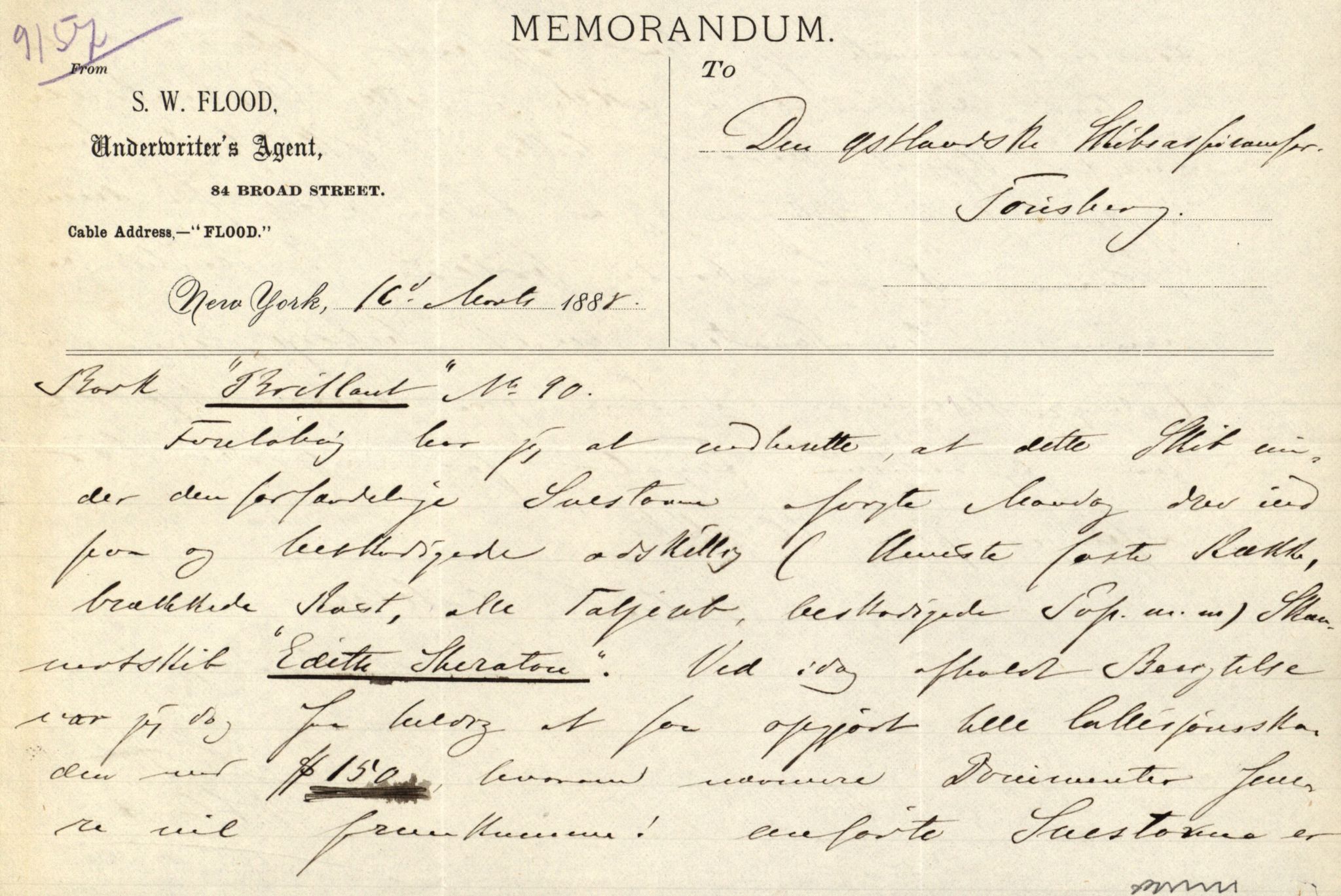 Pa 63 - Østlandske skibsassuranceforening, VEMU/A-1079/G/Ga/L0021/0008: Havaridokumenter / Betsy & Arnold, Bertrand, Brillant, Britania, 1888, s. 13