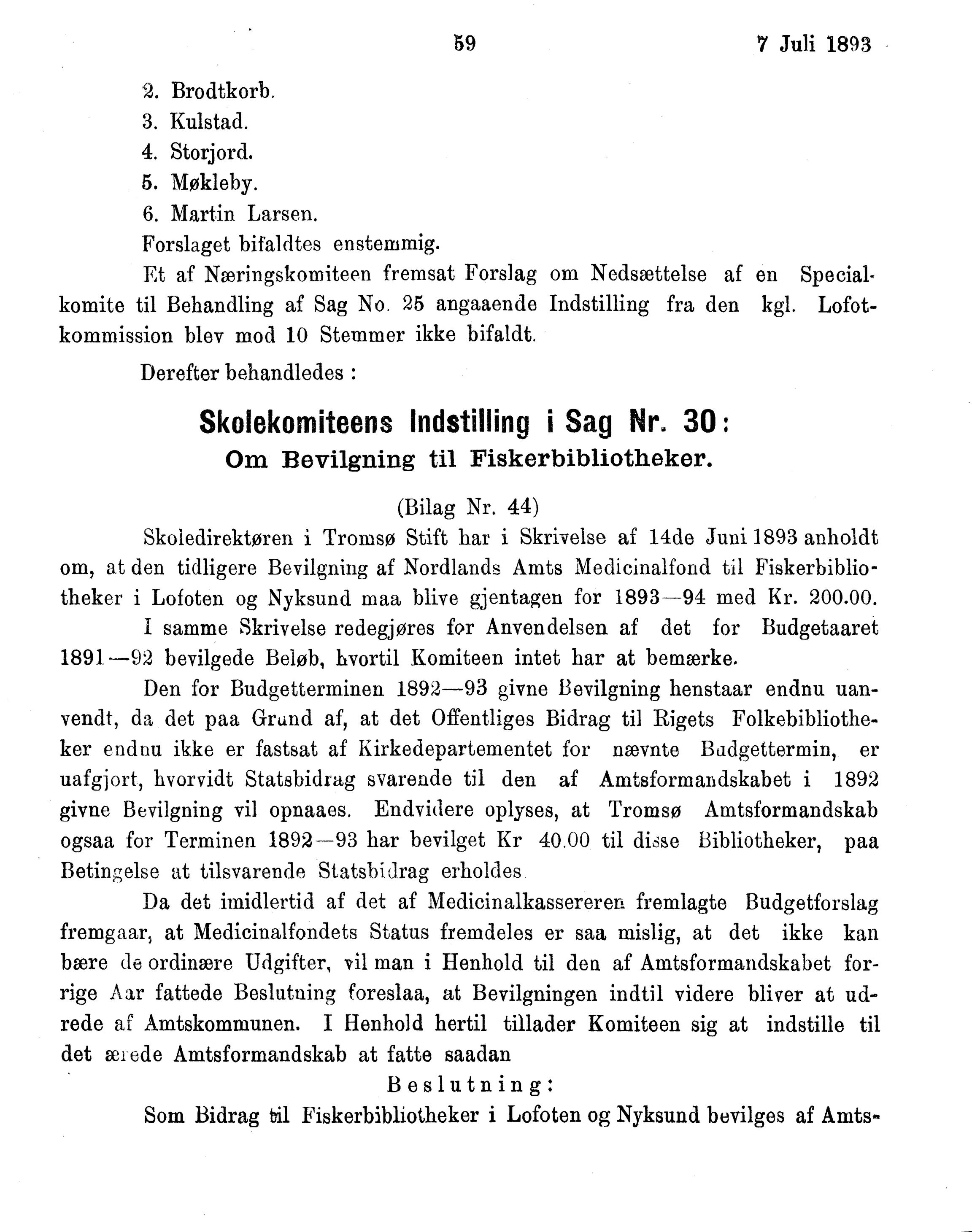 Nordland Fylkeskommune. Fylkestinget, AIN/NFK-17/176/A/Ac/L0016: Fylkestingsforhandlinger 1891-1893, 1891-1893