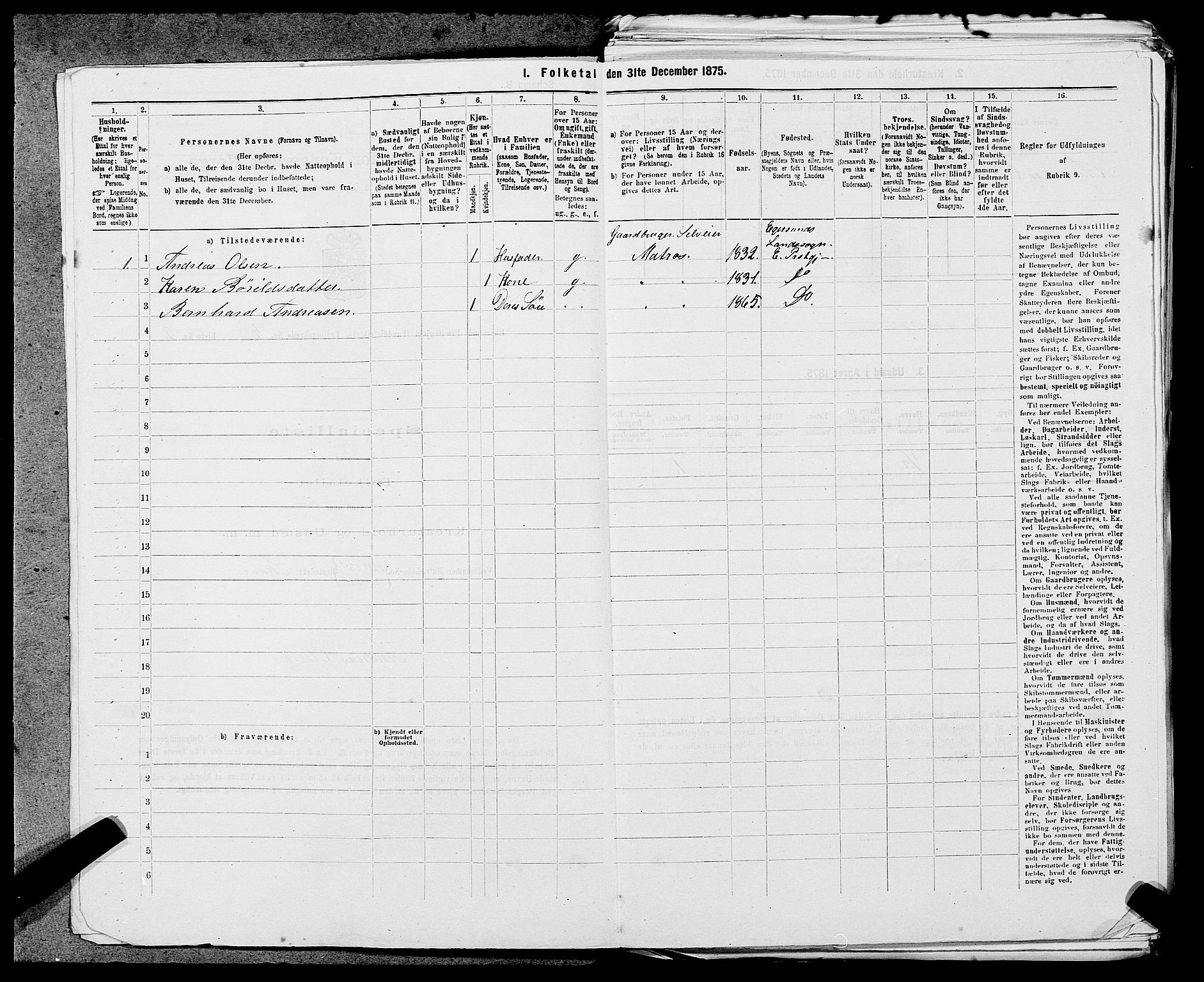 SAST, Folketelling 1875 for 1116L Eigersund prestegjeld, Eigersund landsokn og Ogna sokn, 1875, s. 395