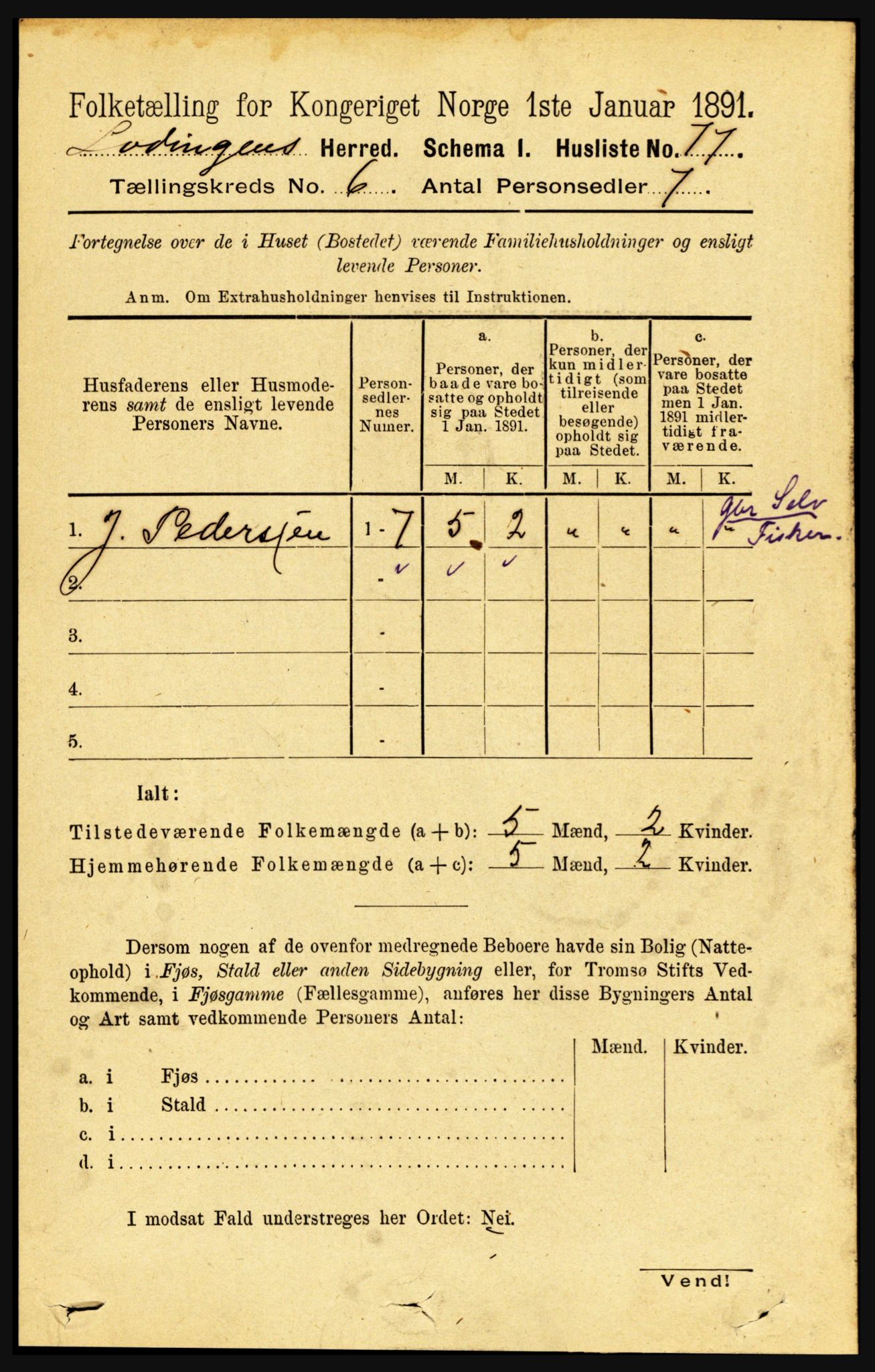 RA, Folketelling 1891 for 1851 Lødingen herred, 1891, s. 2749