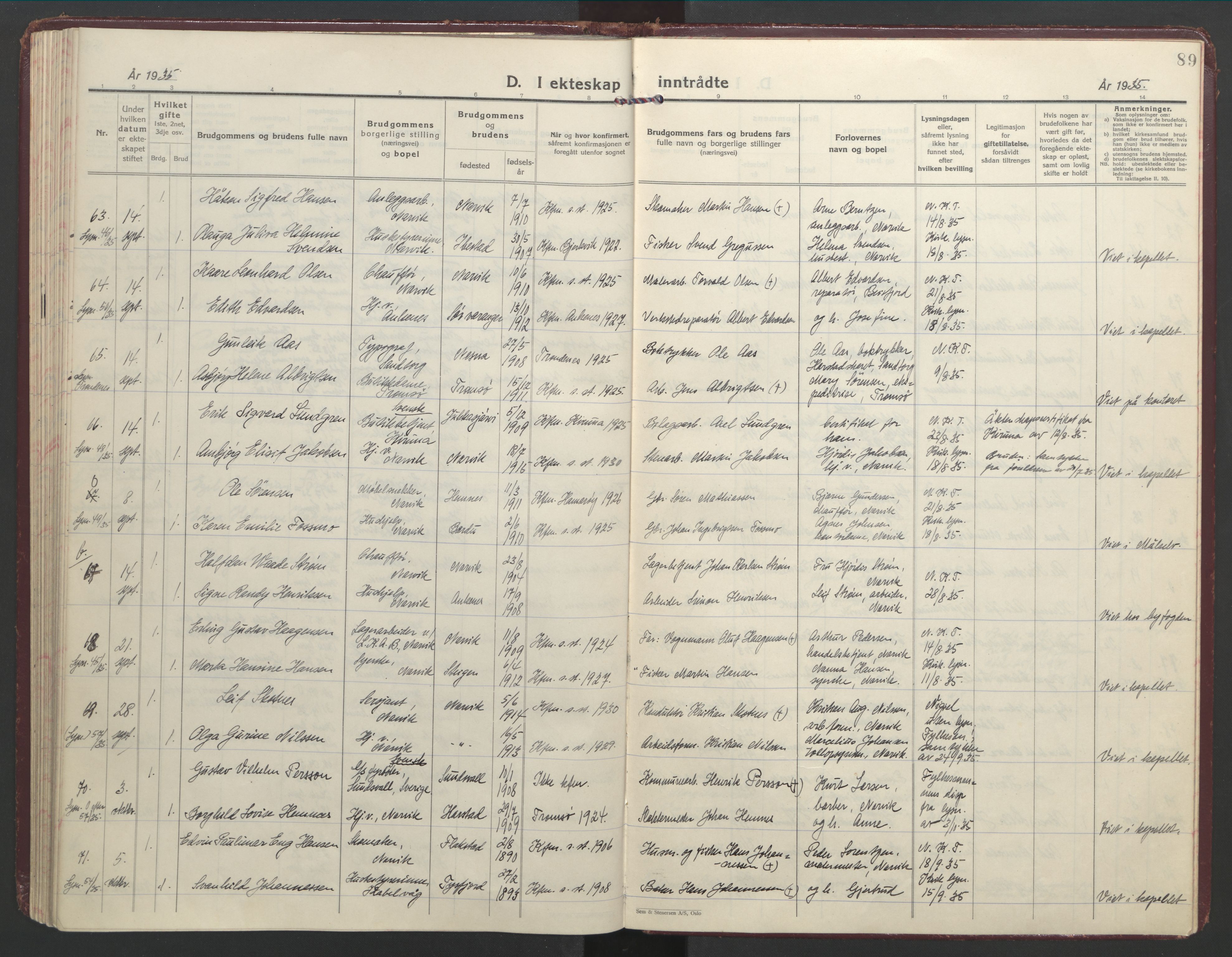 Ministerialprotokoller, klokkerbøker og fødselsregistre - Nordland, AV/SAT-A-1459/871/L1006: Ministerialbok nr. 871A22, 1928-1936, s. 89