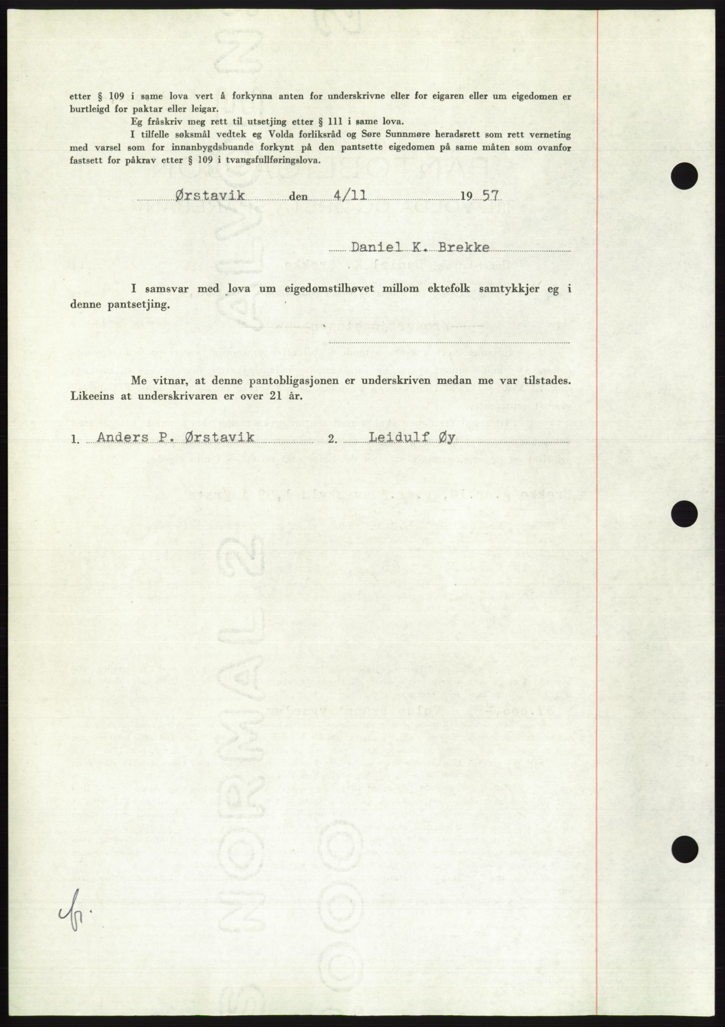 Søre Sunnmøre sorenskriveri, AV/SAT-A-4122/1/2/2C/L0130: Pantebok nr. 18B, 1957-1958, Dagboknr: 2767/1957