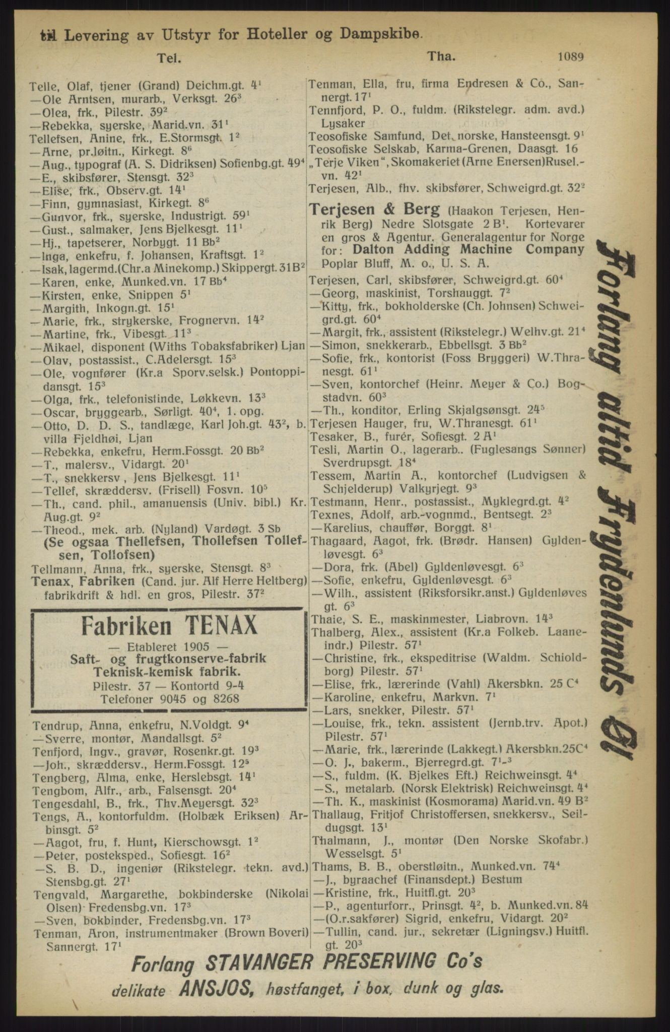 Kristiania/Oslo adressebok, PUBL/-, 1914, s. 1089