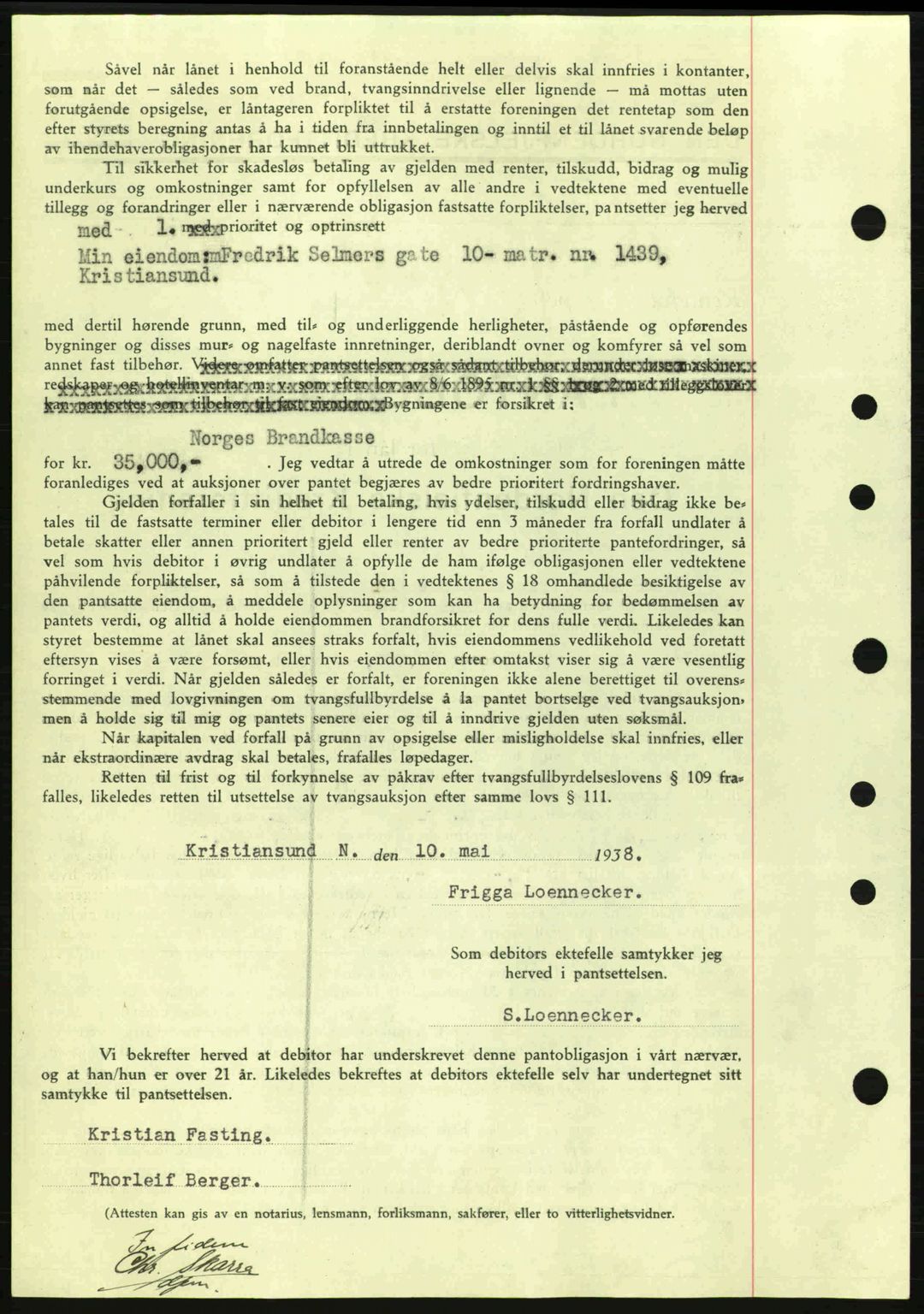 Kristiansund byfogd, AV/SAT-A-4587/A/27: Pantebok nr. 31, 1938-1939, Dagboknr: 383/1938
