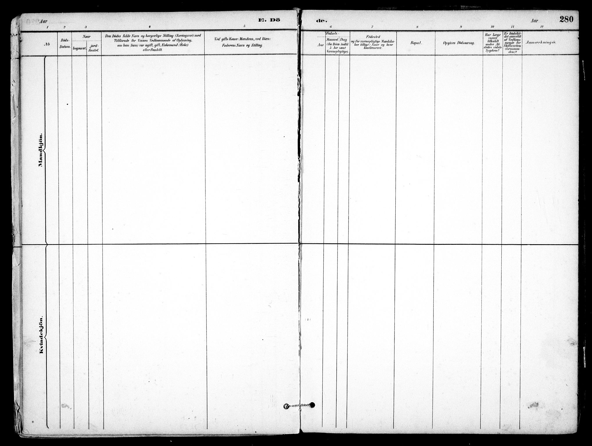 Nes prestekontor Kirkebøker, SAO/A-10410/F/Fb/L0002: Ministerialbok nr. II 2, 1883-1918, s. 280