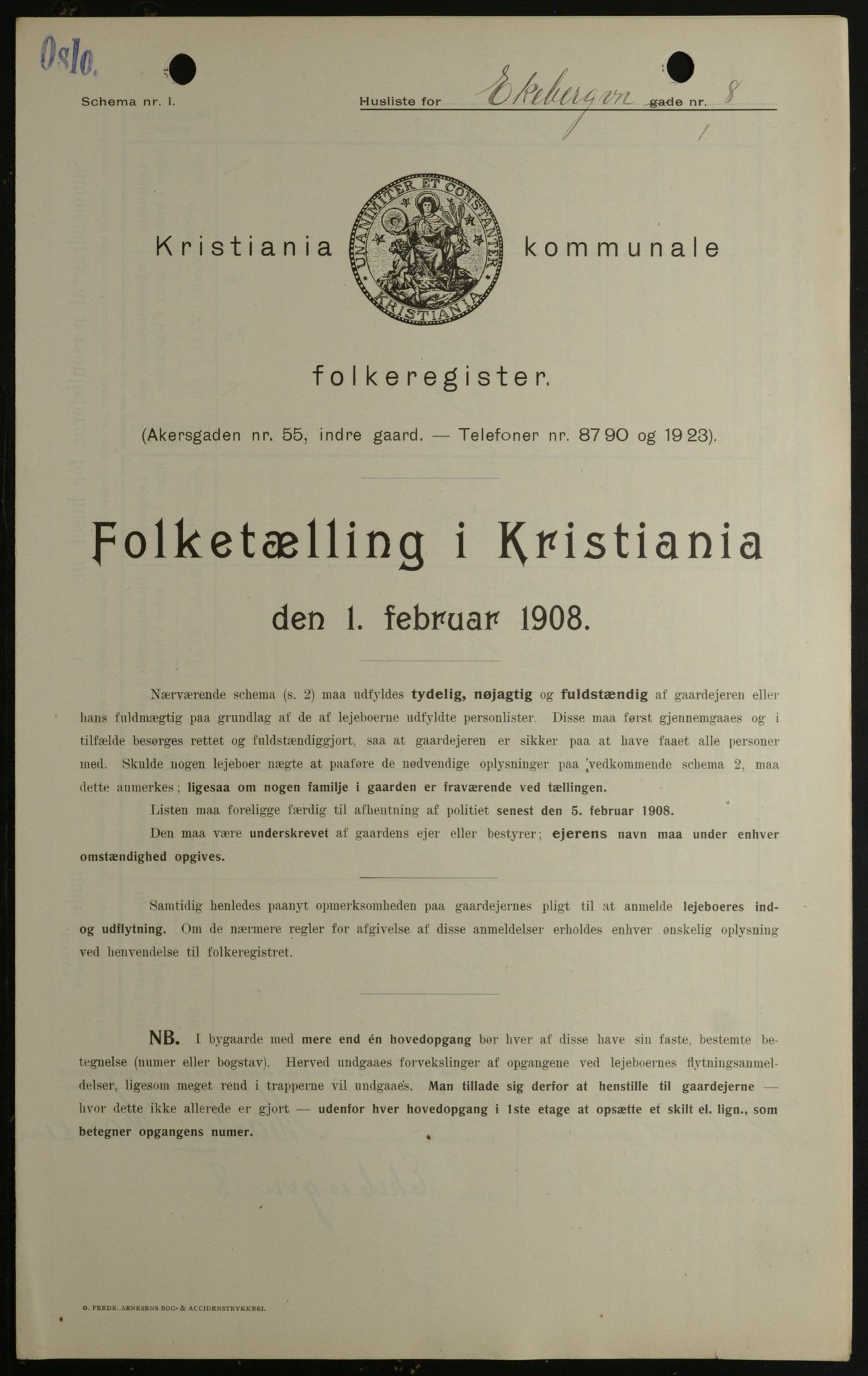 OBA, Kommunal folketelling 1.2.1908 for Kristiania kjøpstad, 1908, s. 18484
