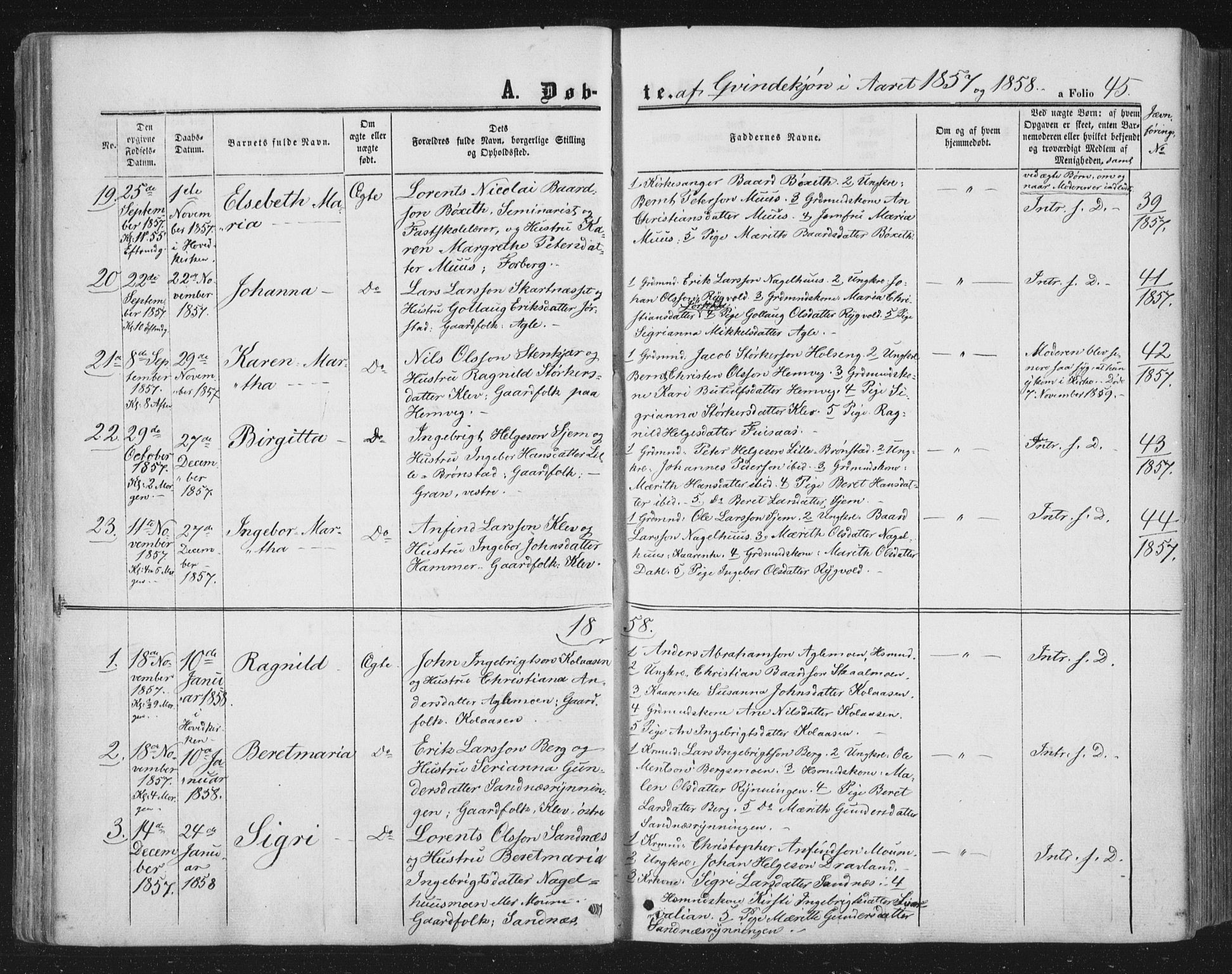 Ministerialprotokoller, klokkerbøker og fødselsregistre - Nord-Trøndelag, AV/SAT-A-1458/749/L0472: Ministerialbok nr. 749A06, 1857-1873, s. 45