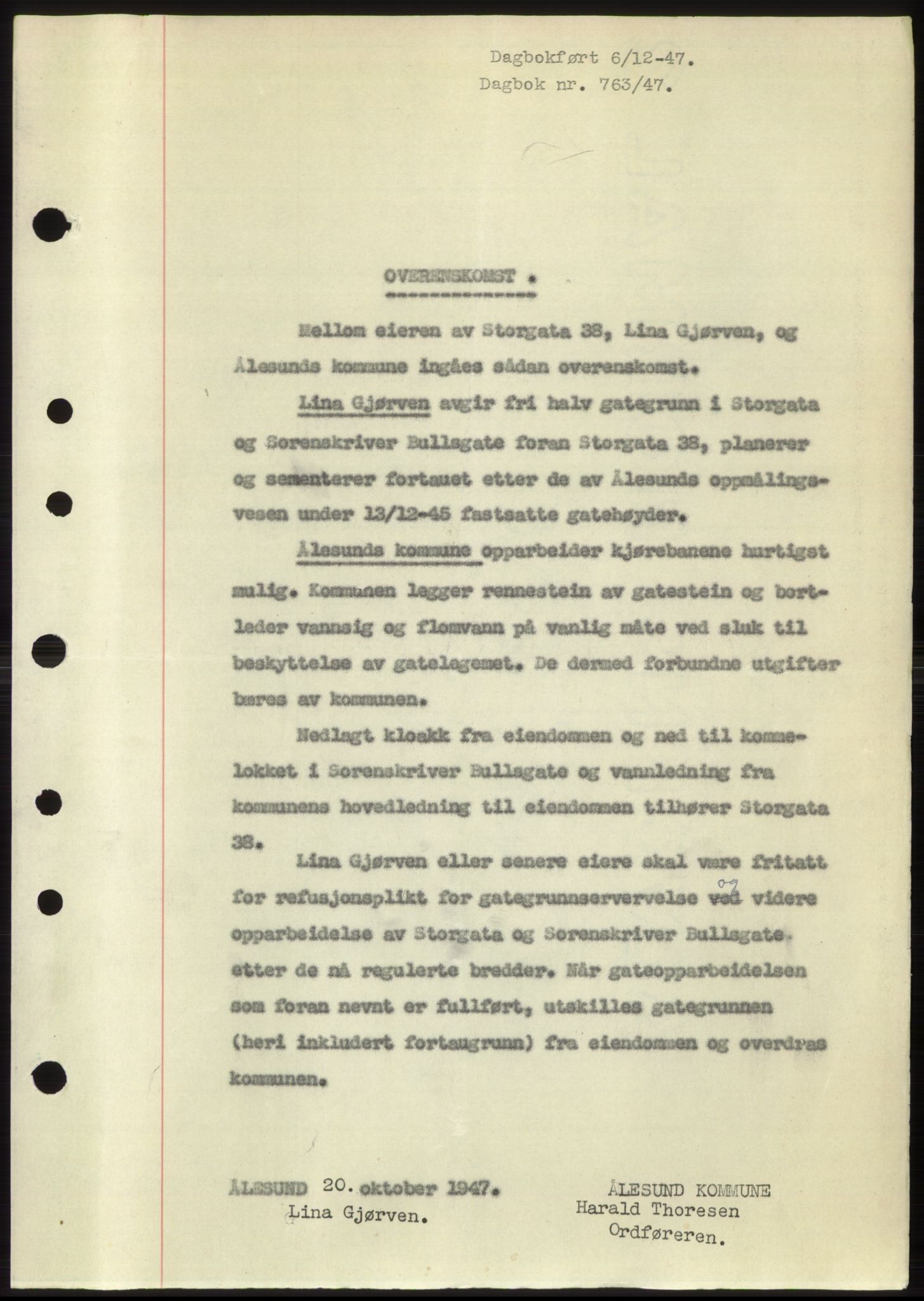 Ålesund byfogd, SAT/A-4384: Pantebok nr. B34-35 b, 1946-1947, Dagboknr: 763/1947